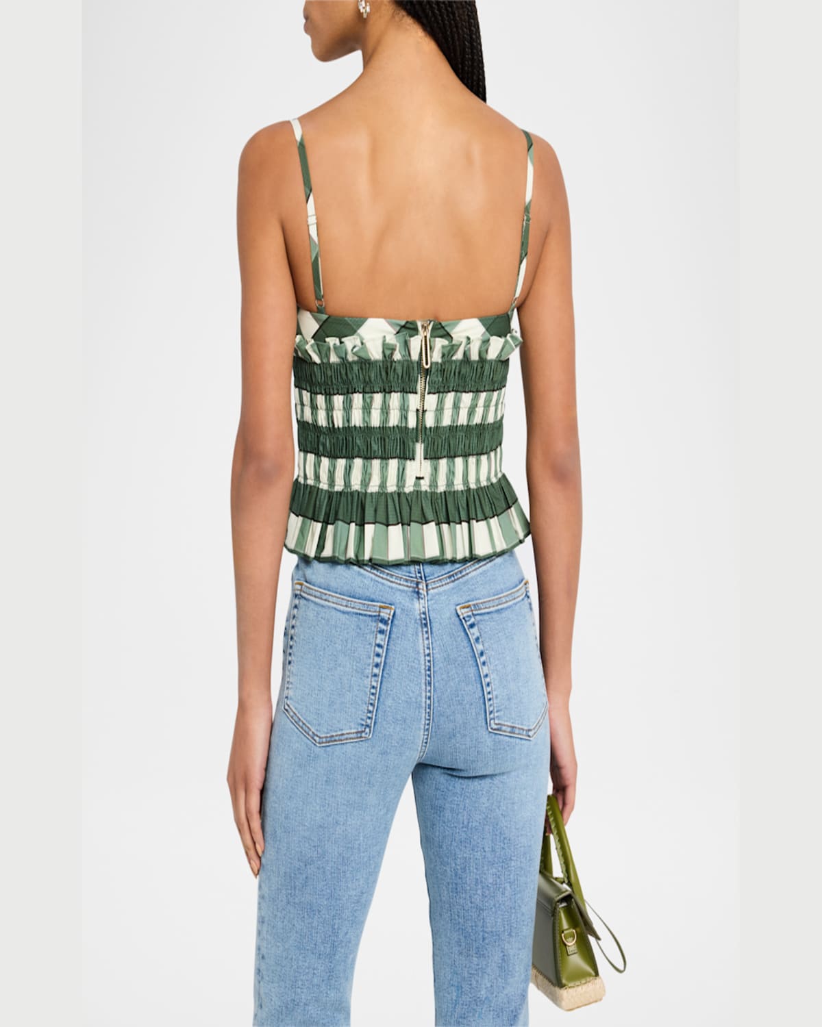 Clea Celeste Shirred Top In Lucca Check