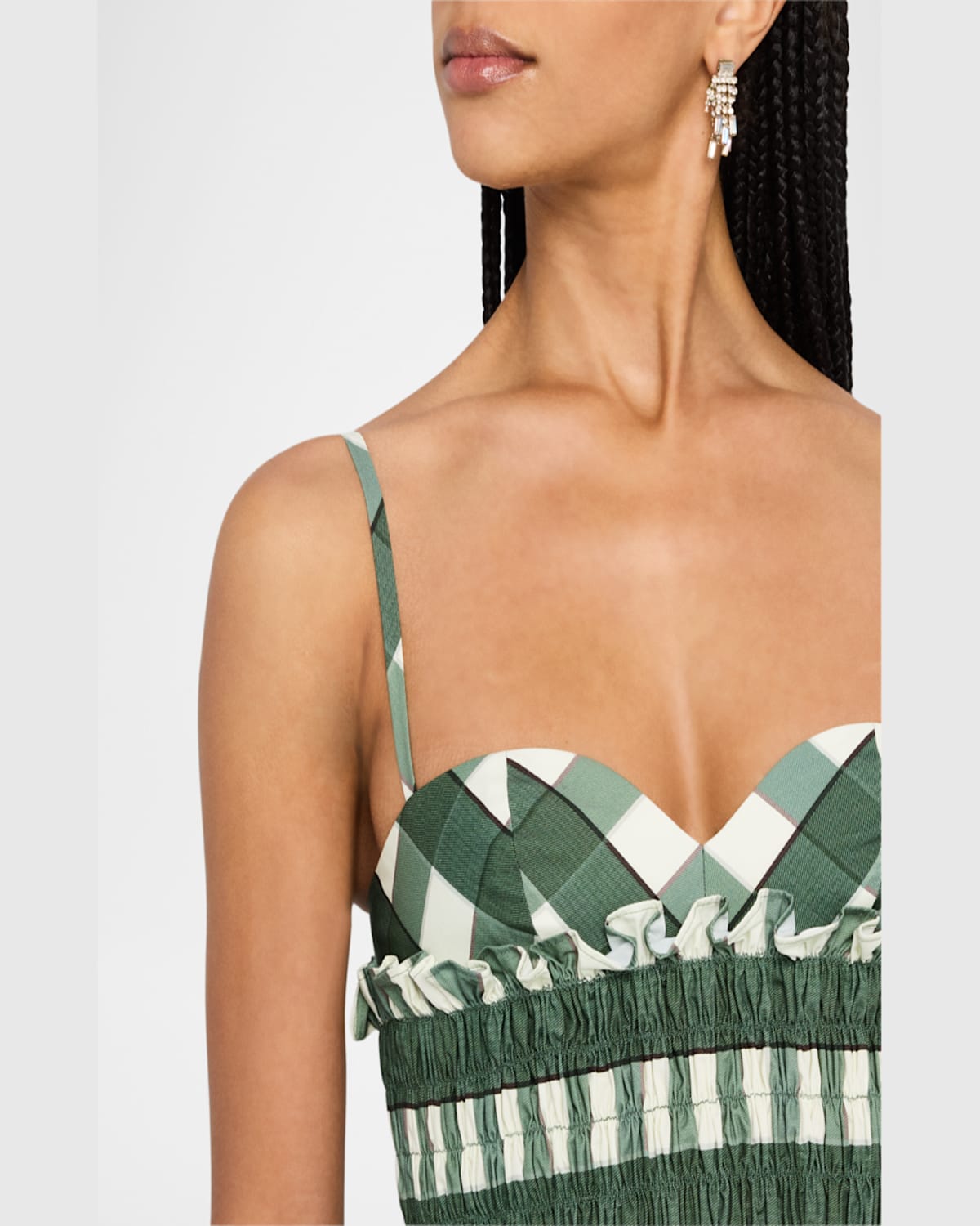 Clea Celeste Shirred Top In Lucca Check