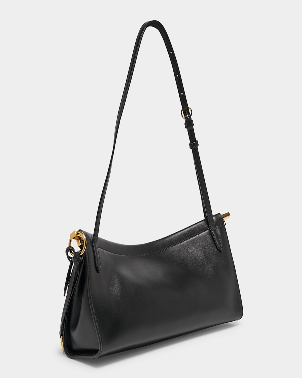 Shop Alaïa Le Click Medium Shoulder Bag In Glossy Leather In 999 Noir