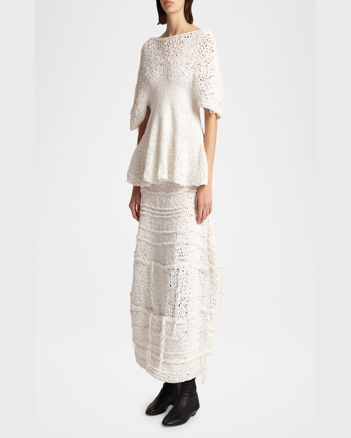 Khaite Inna Knit Cotton-blend Maxi Skirt In Glaze