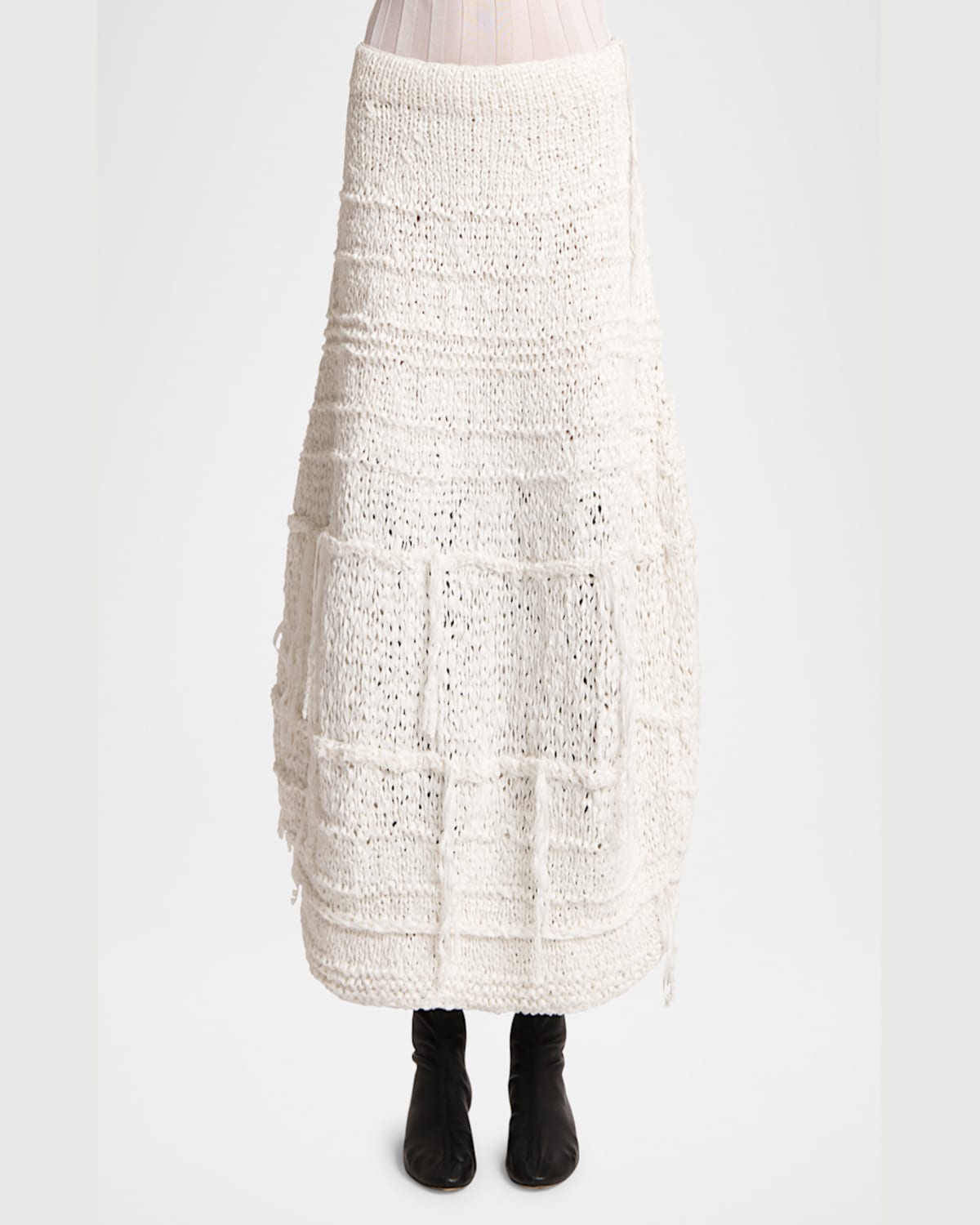 Khaite Inna Knit Cotton-blend Maxi Skirt In Glaze