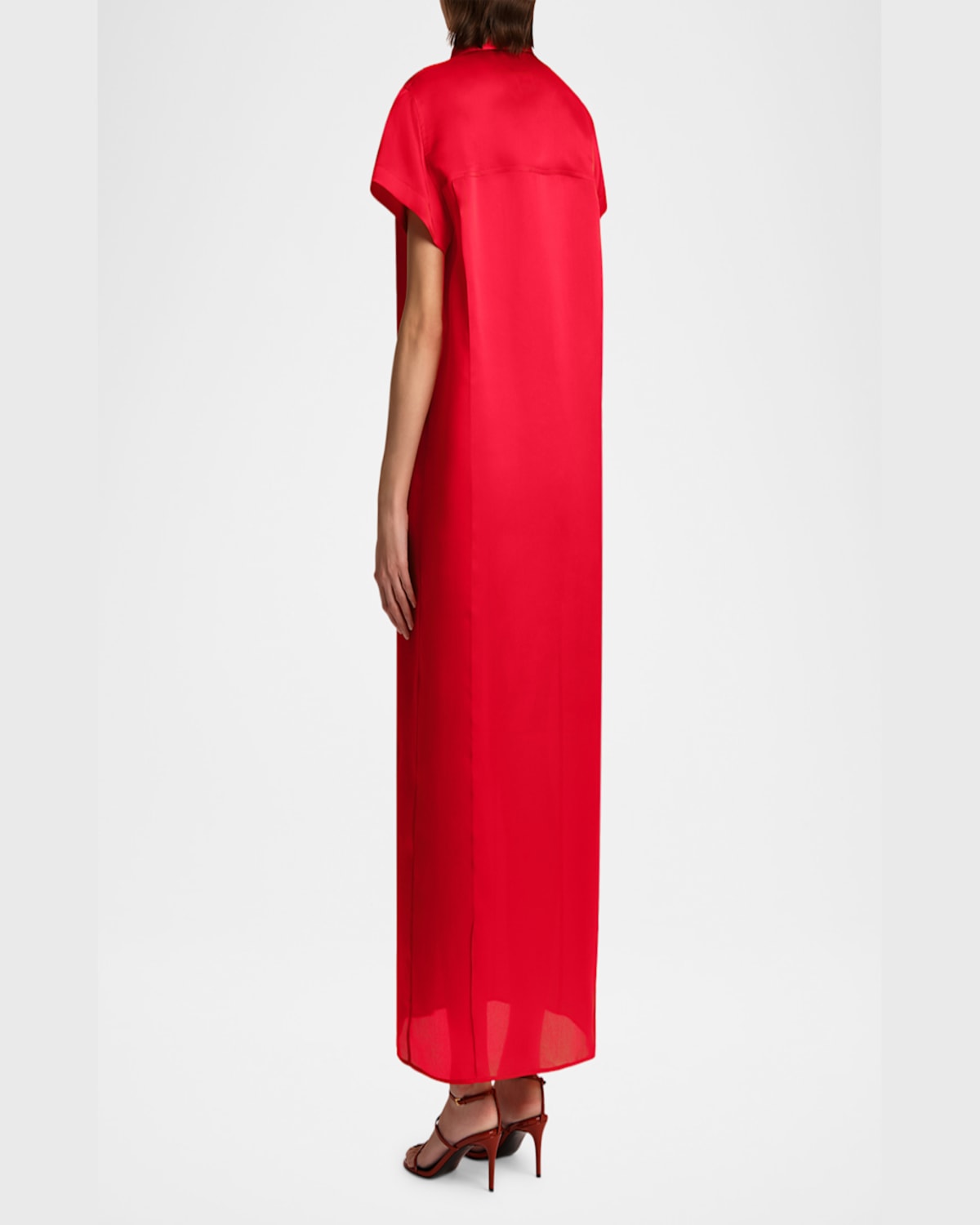 Khaite Effy Silk And Cotton-blend Organza Midi Shirt Dress In Raspberry