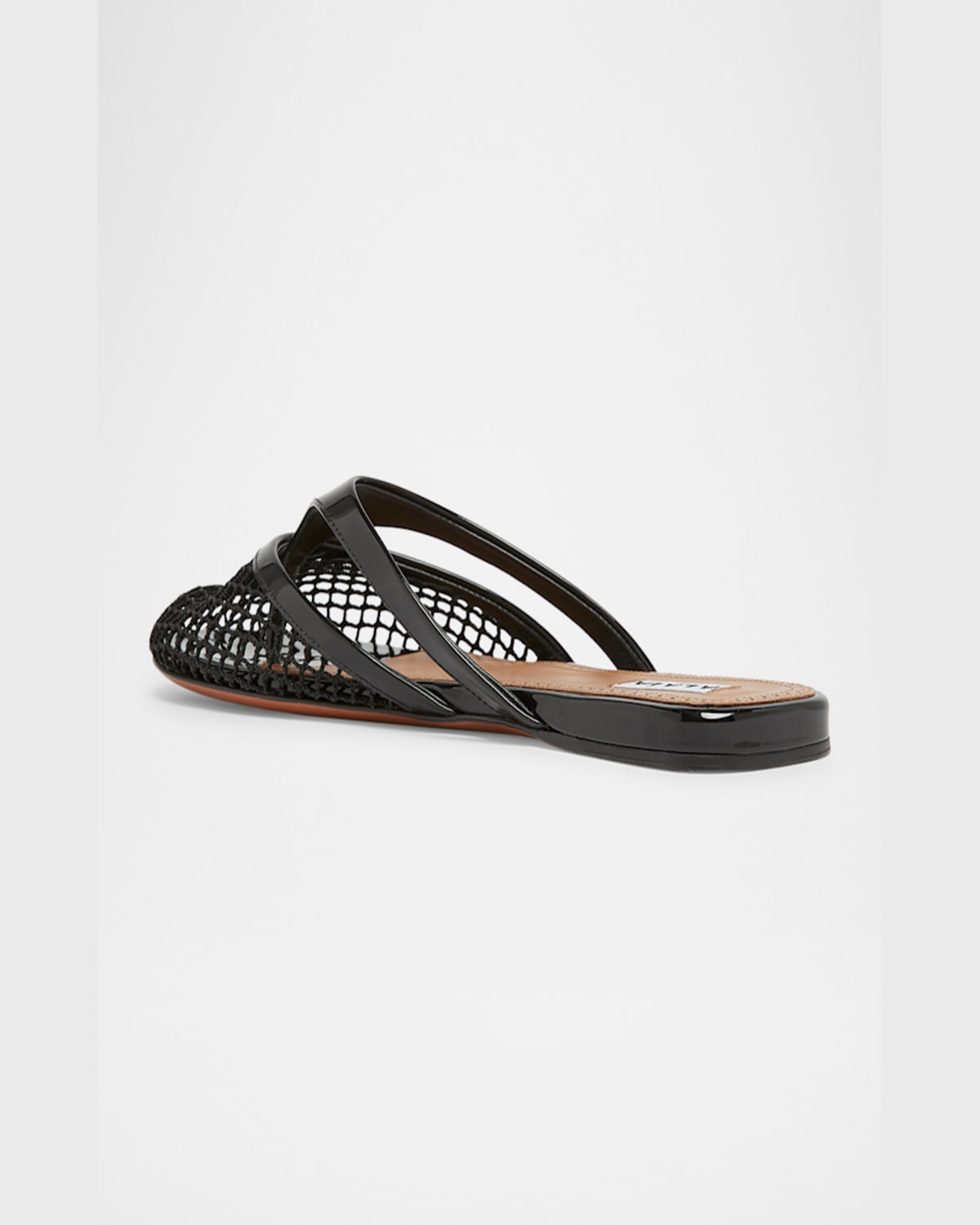 Shop Alaïa Net Leather Thong Mules In Noir