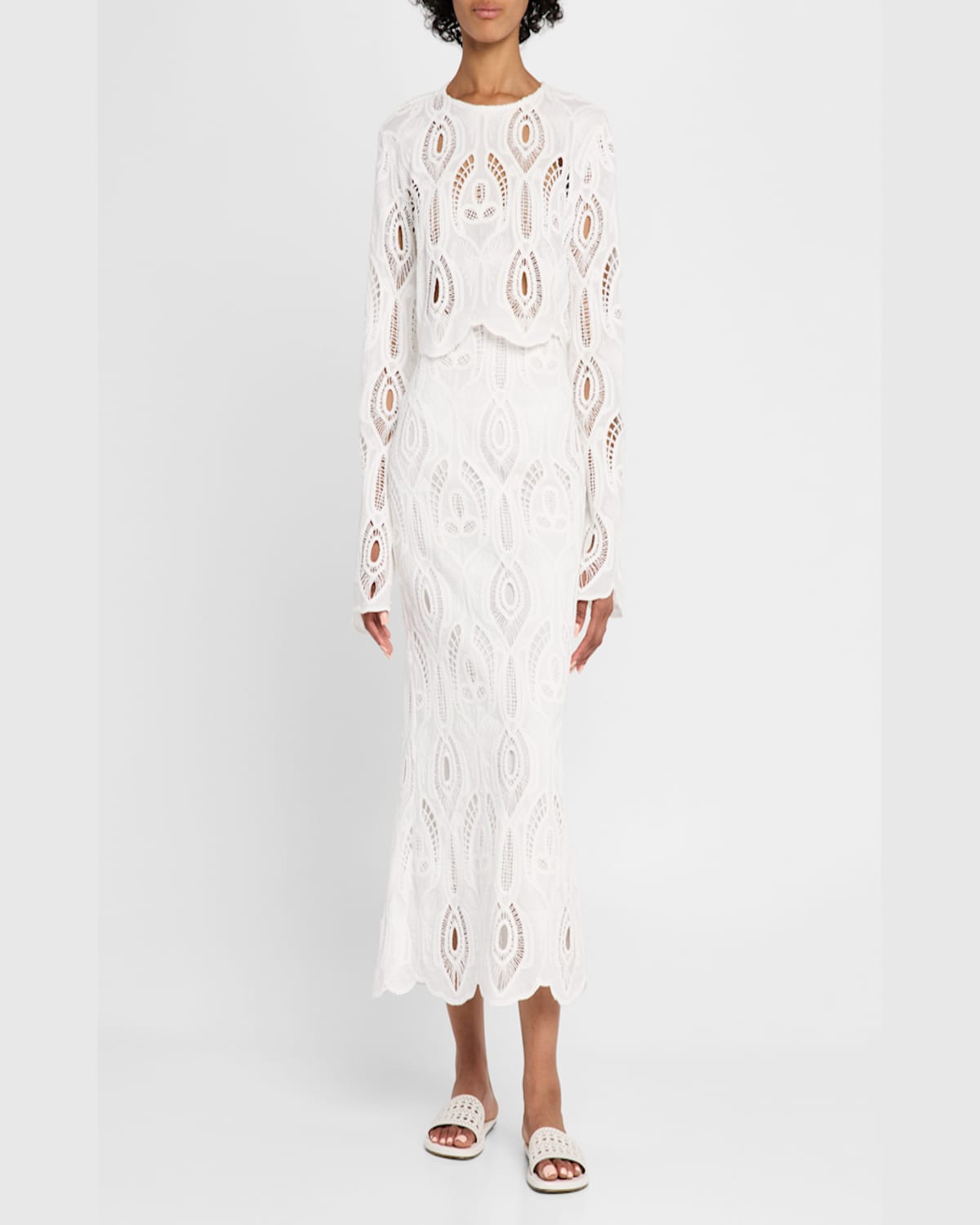 Jbq Karli Eyelet-embroidered Crop Top In Off White