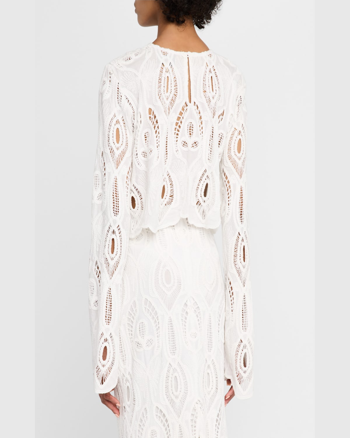Jbq Karli Eyelet-embroidered Crop Top In Off White