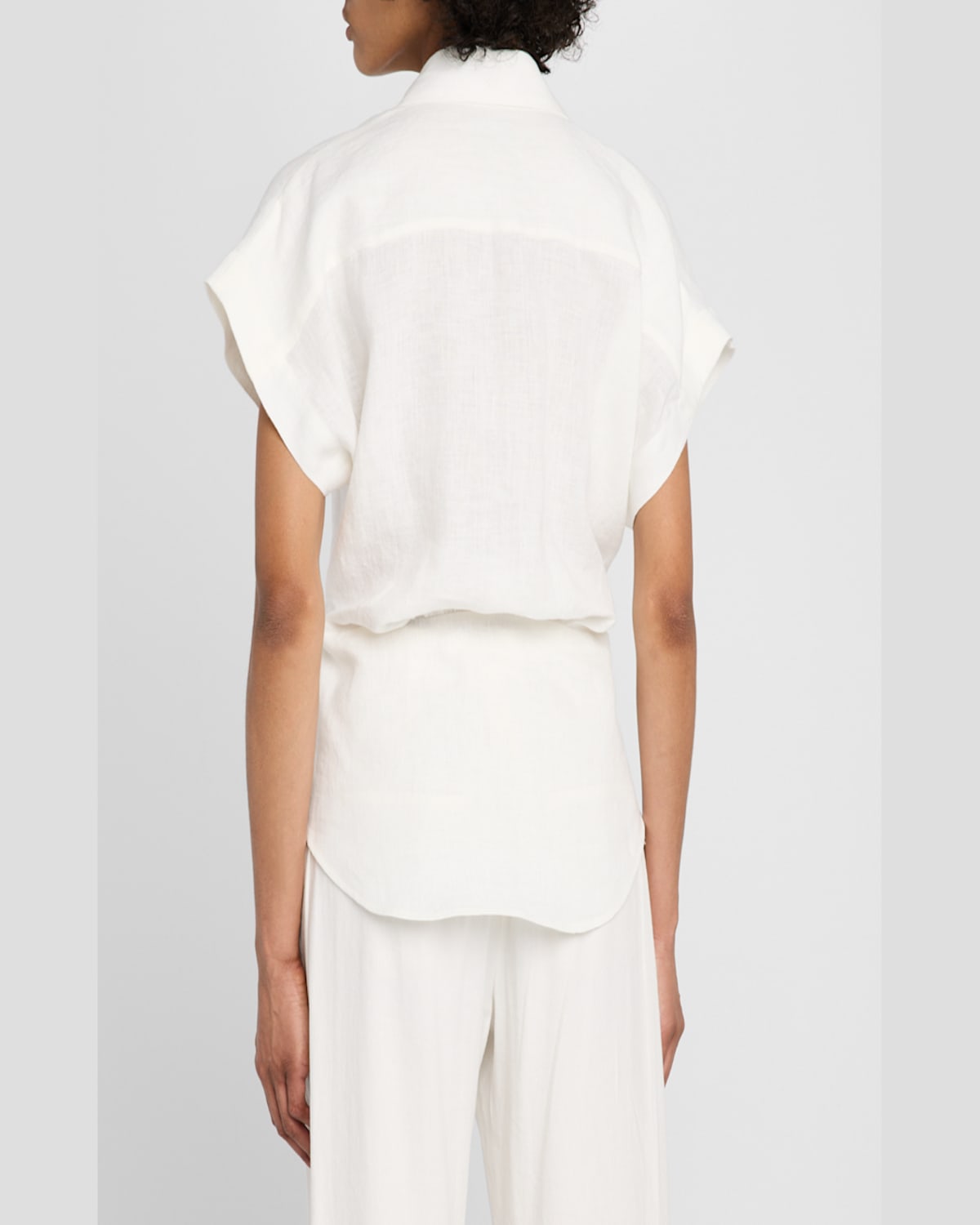Jbq Pippa Tie-front Linen Top In Ecru