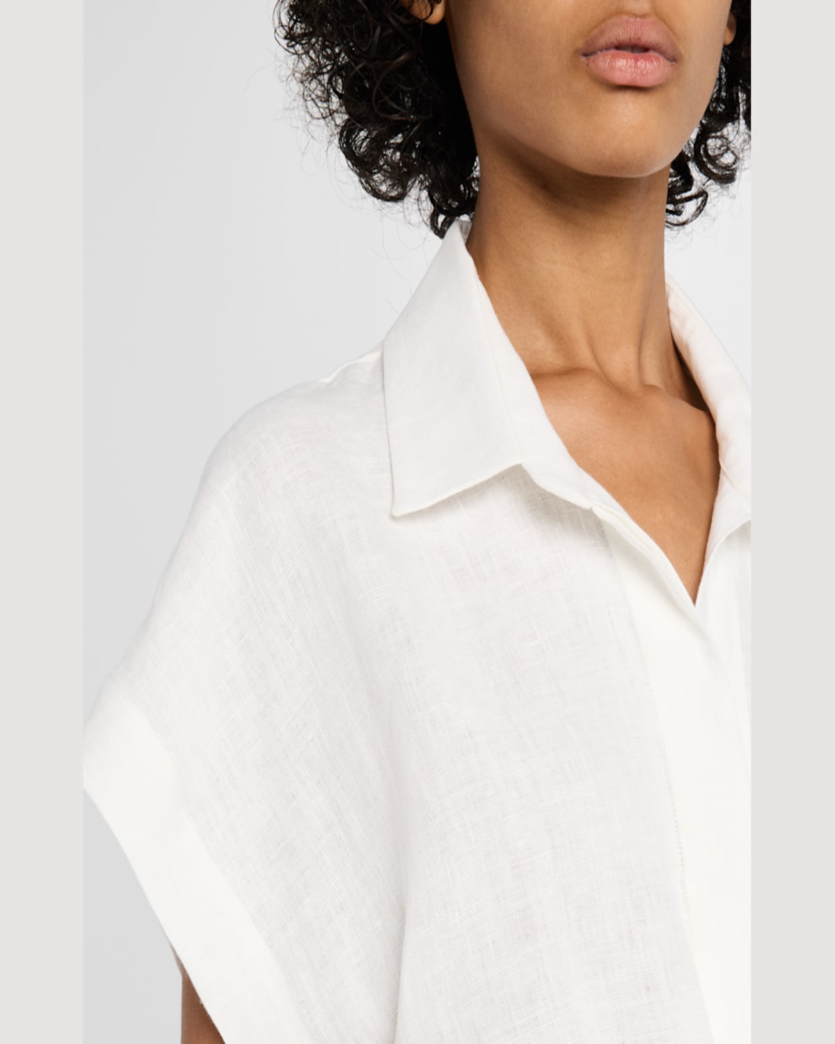 Jbq Pippa Tie-front Linen Top In Ecru
