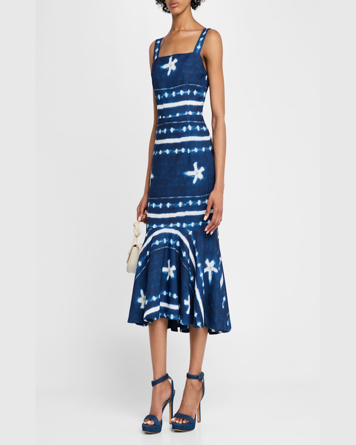 Jbq Natasha Shibori Midi Dress In Indigo Shibori