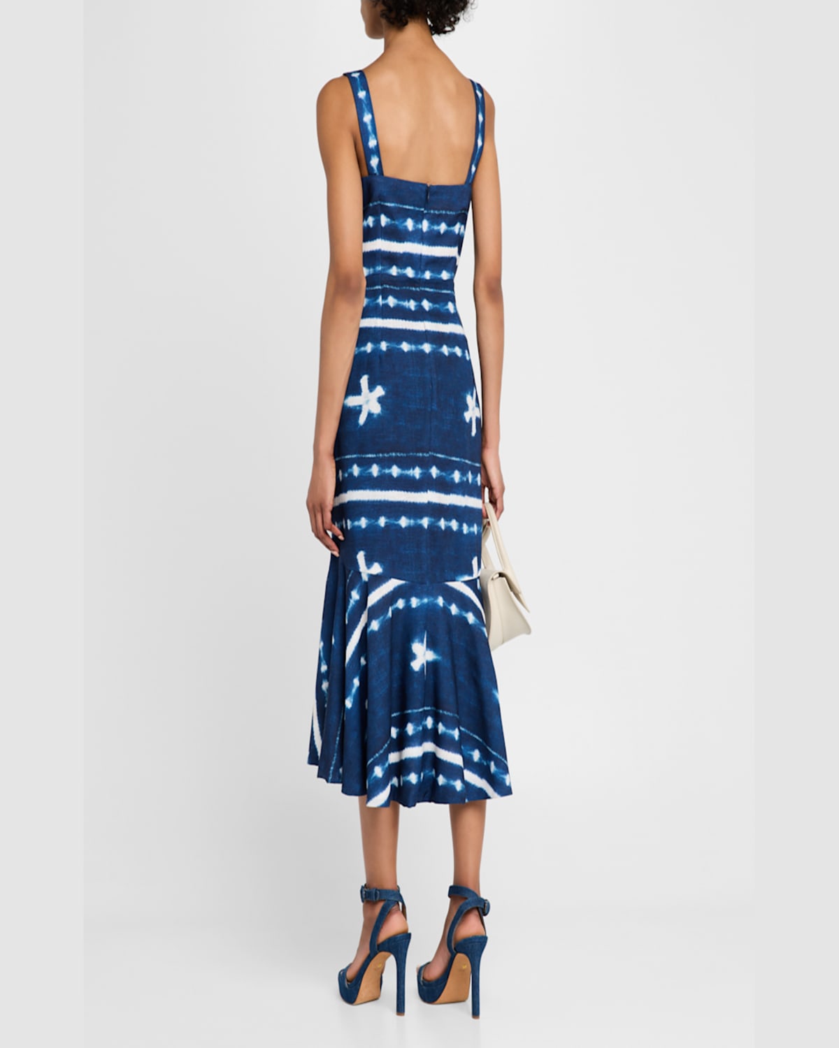 Jbq Natasha Shibori Midi Dress In Indigo Shibori