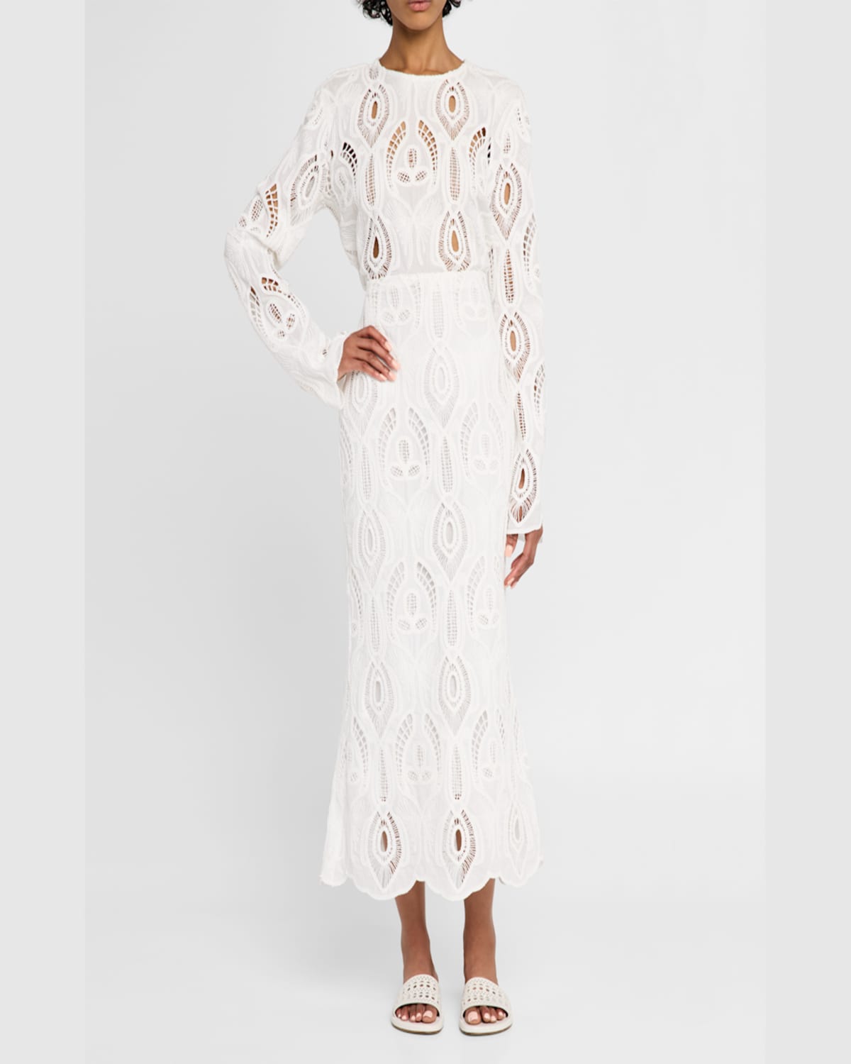 Jbq Kenzie Eyelet-embroidered Maxi Skirt In Off White