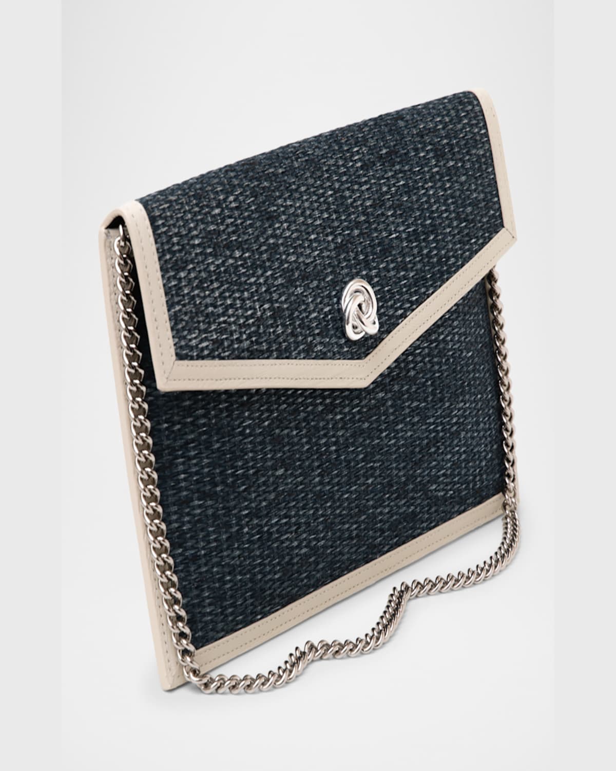 Michelle Wilhite Brick Envelope Woven Clutch Bag In Navy
