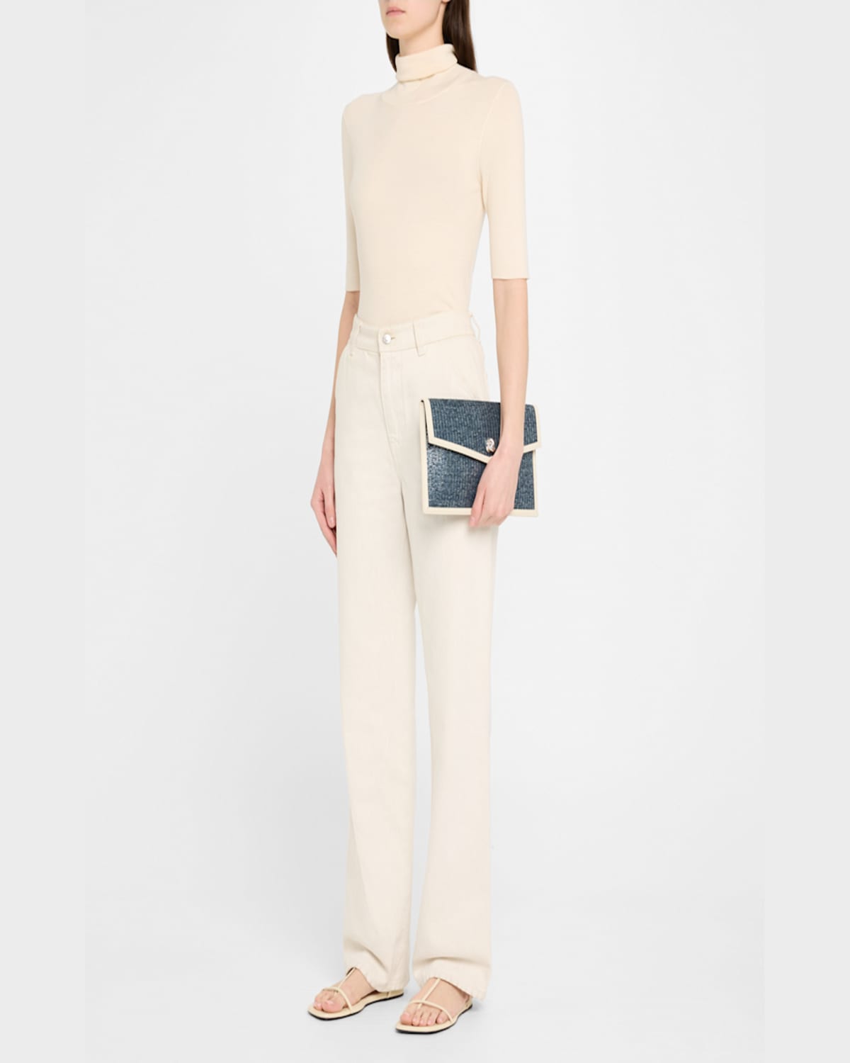 Michelle Wilhite Brick Envelope Woven Clutch Bag In Navy