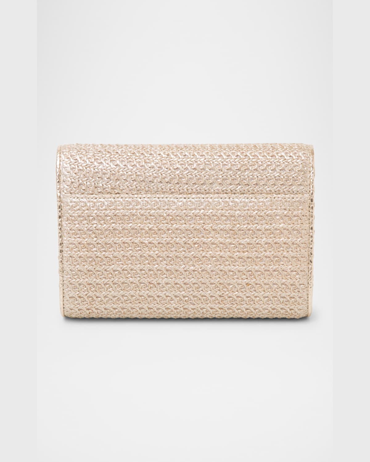 Michelle Wilhite Olivia Flap Woven Metallic Clutch Bag In Gold