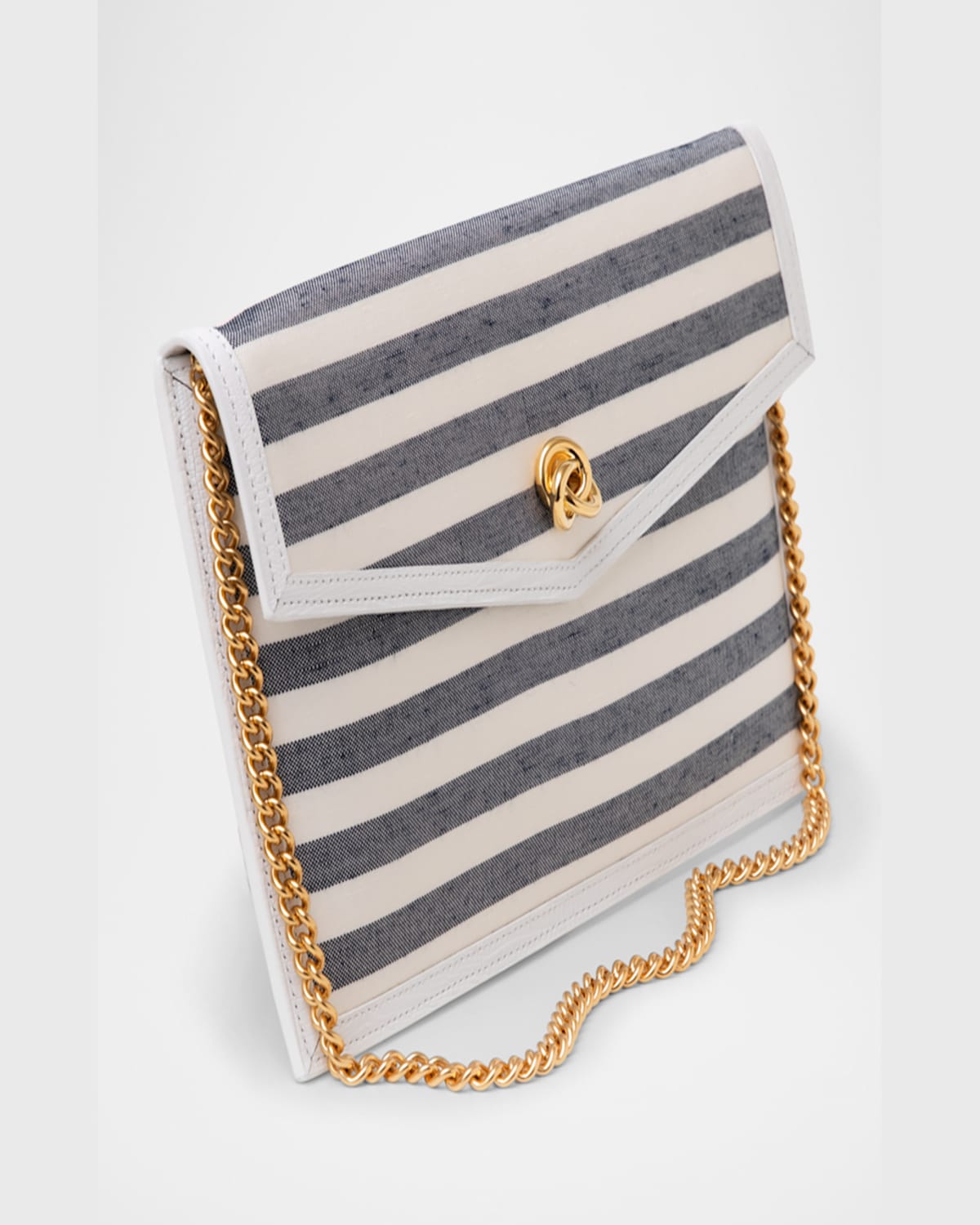 Michelle Wilhite Brick Envelope Striped Clutch Bag In Navy