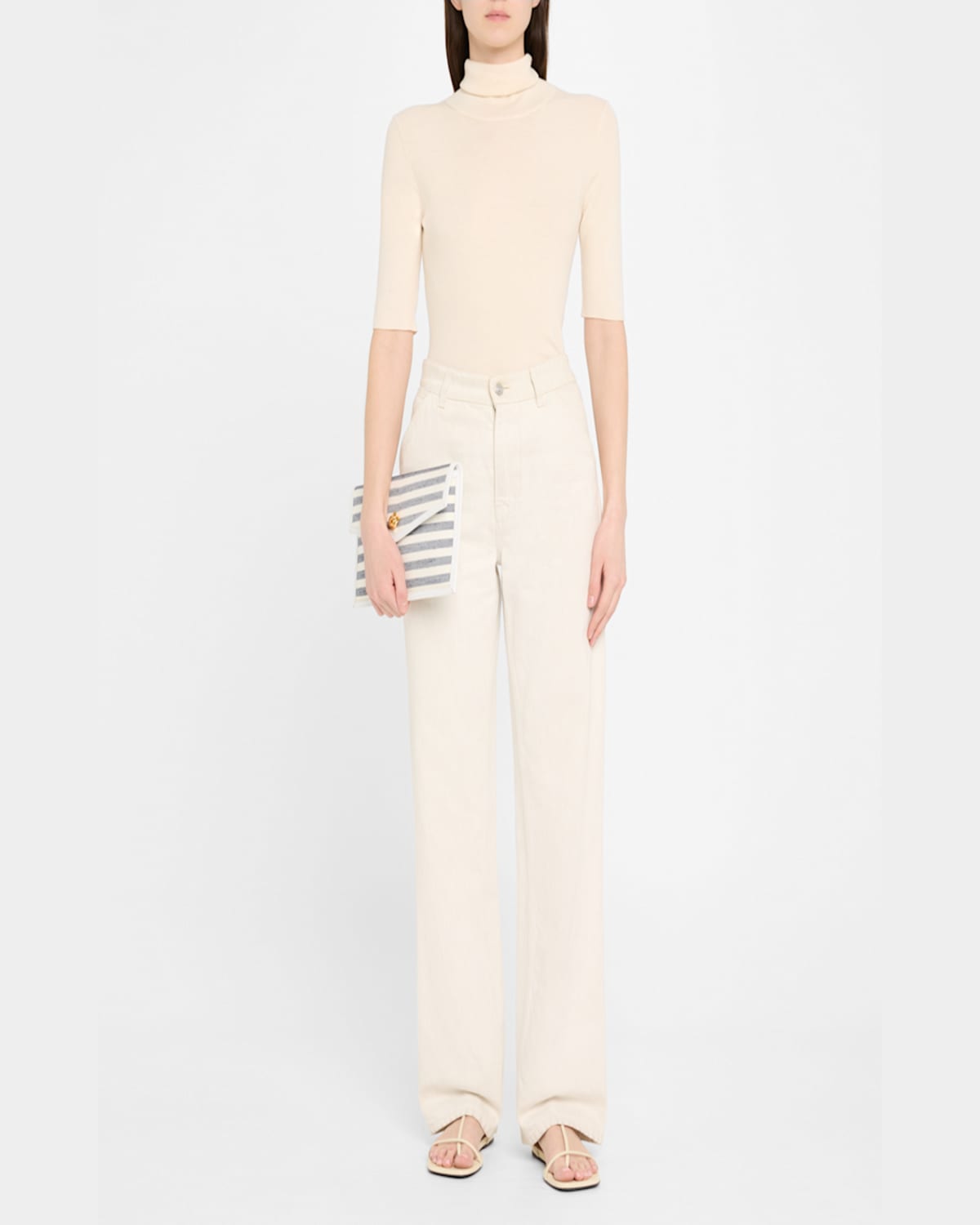 Michelle Wilhite Brick Envelope Striped Clutch Bag In Navy