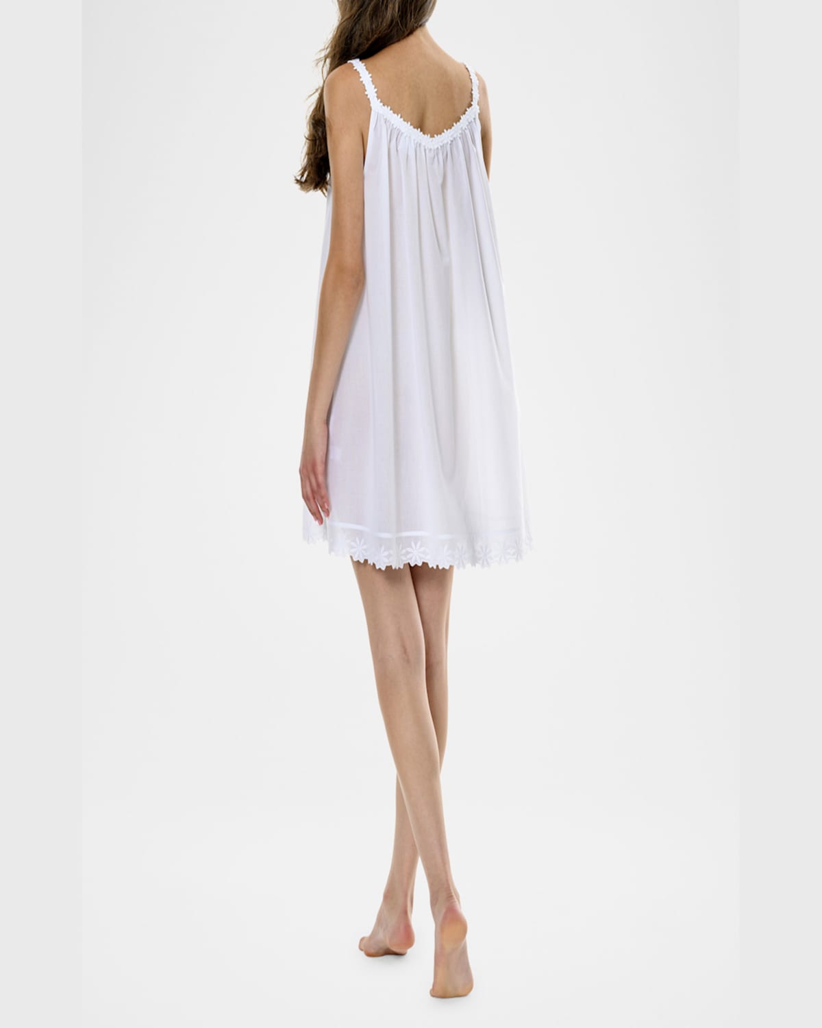 Celestine Conny-1 Ruched Lace-trim Cotton Babydoll In White