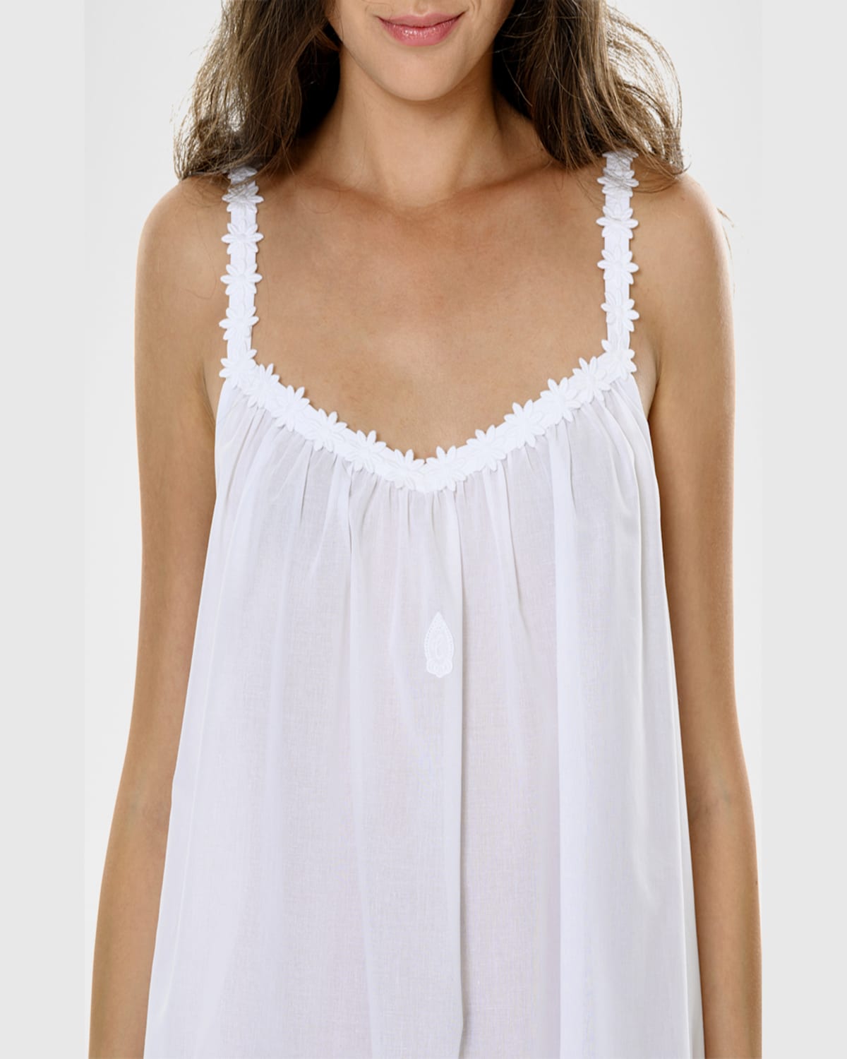 Celestine Conny-1 Ruched Lace-trim Cotton Babydoll In White