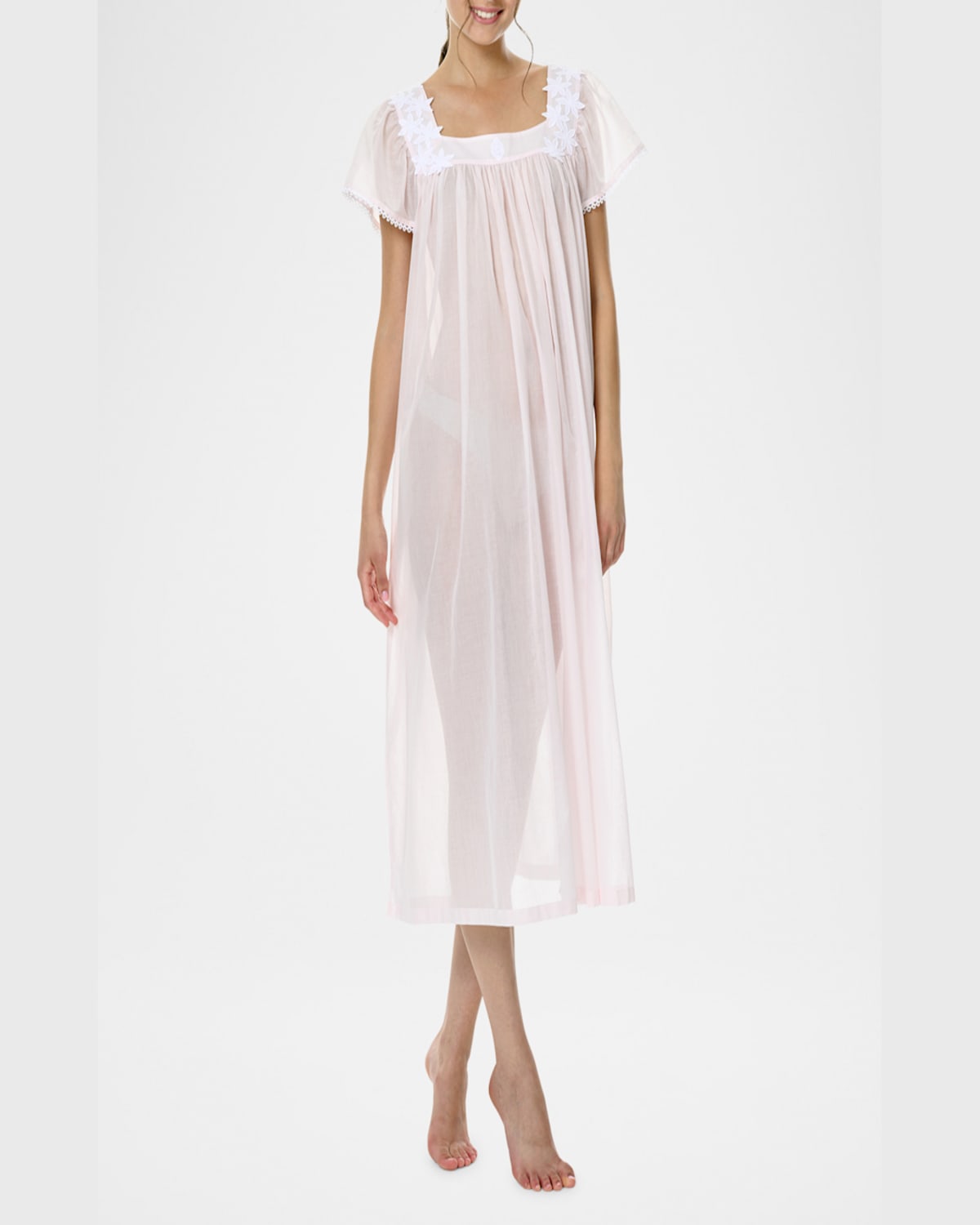 Celestine Camilla-2 Ruched Floral Applique Nightgown In Rose