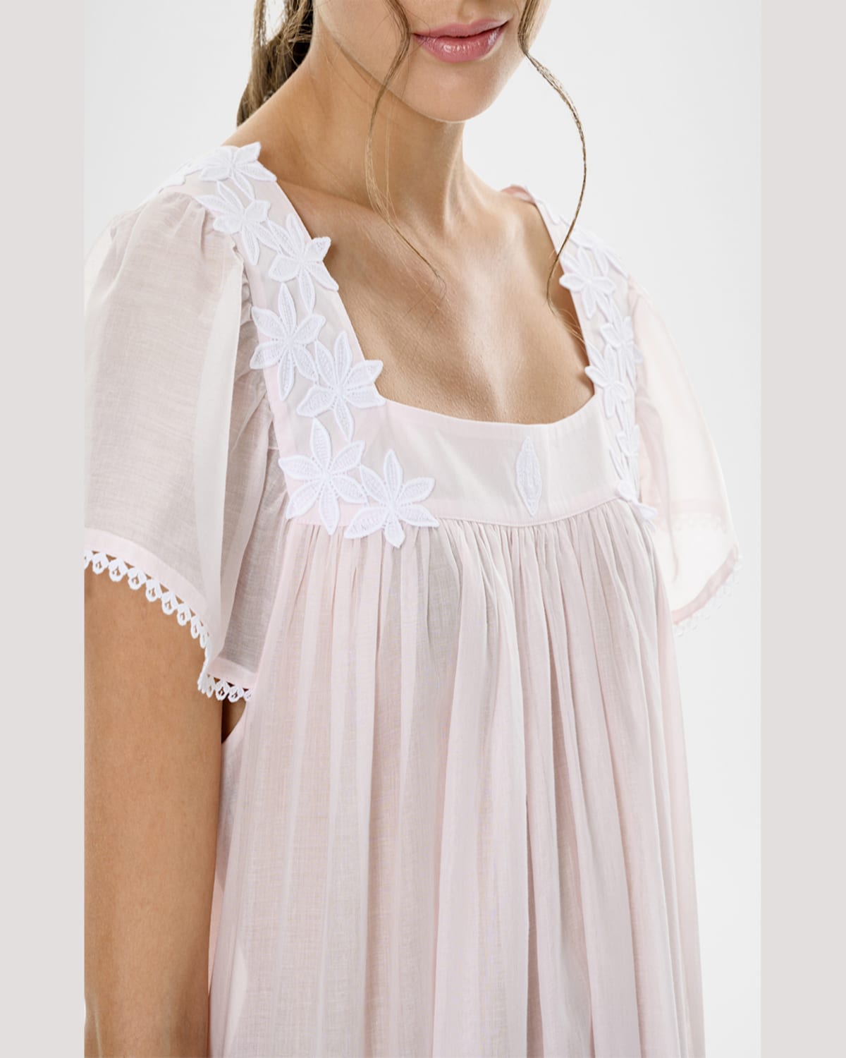 Celestine Camilla-2 Ruched Floral Applique Nightgown In Rose