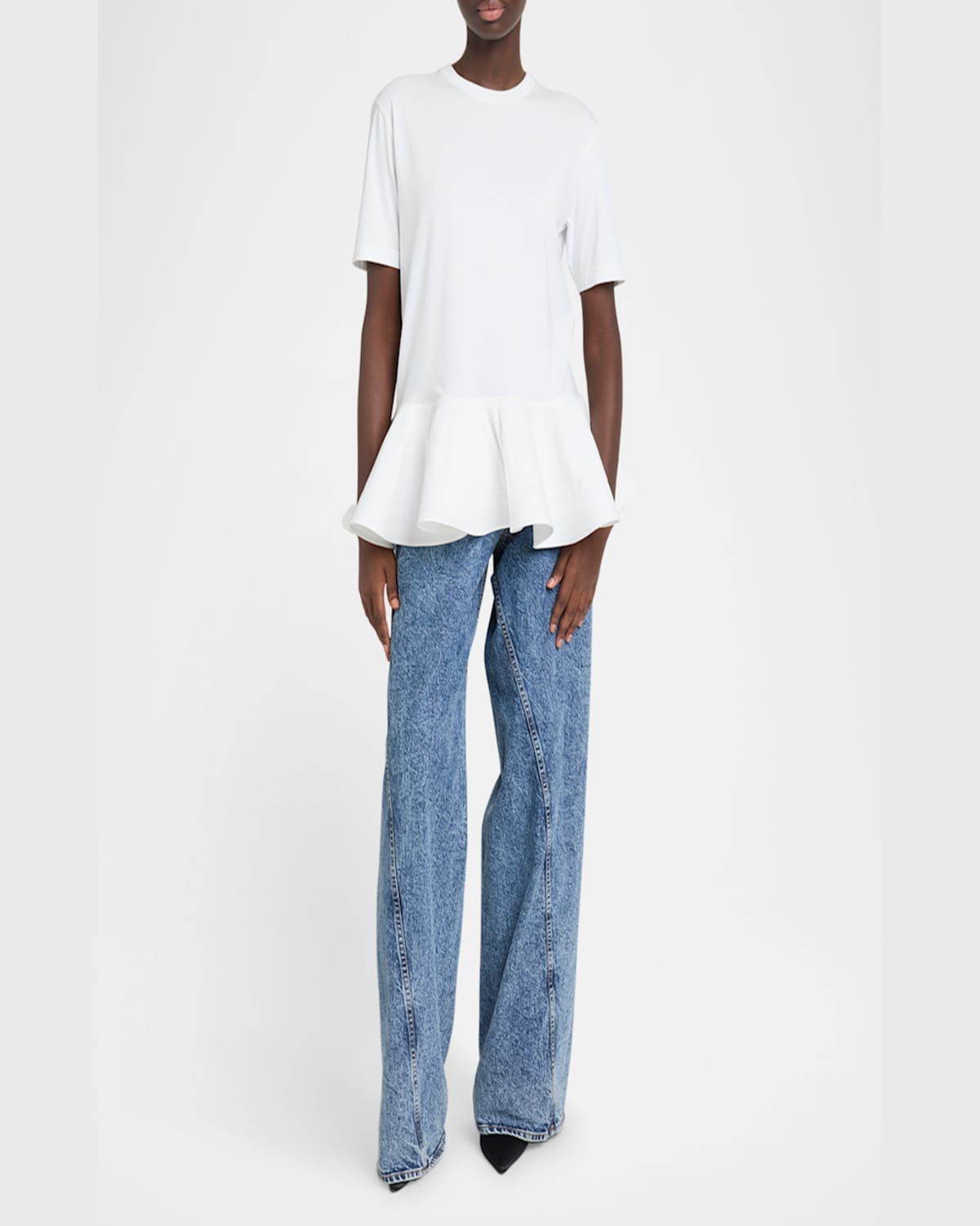 Shop Alaïa Short-sleeve Peplum T-shirt In Blanc