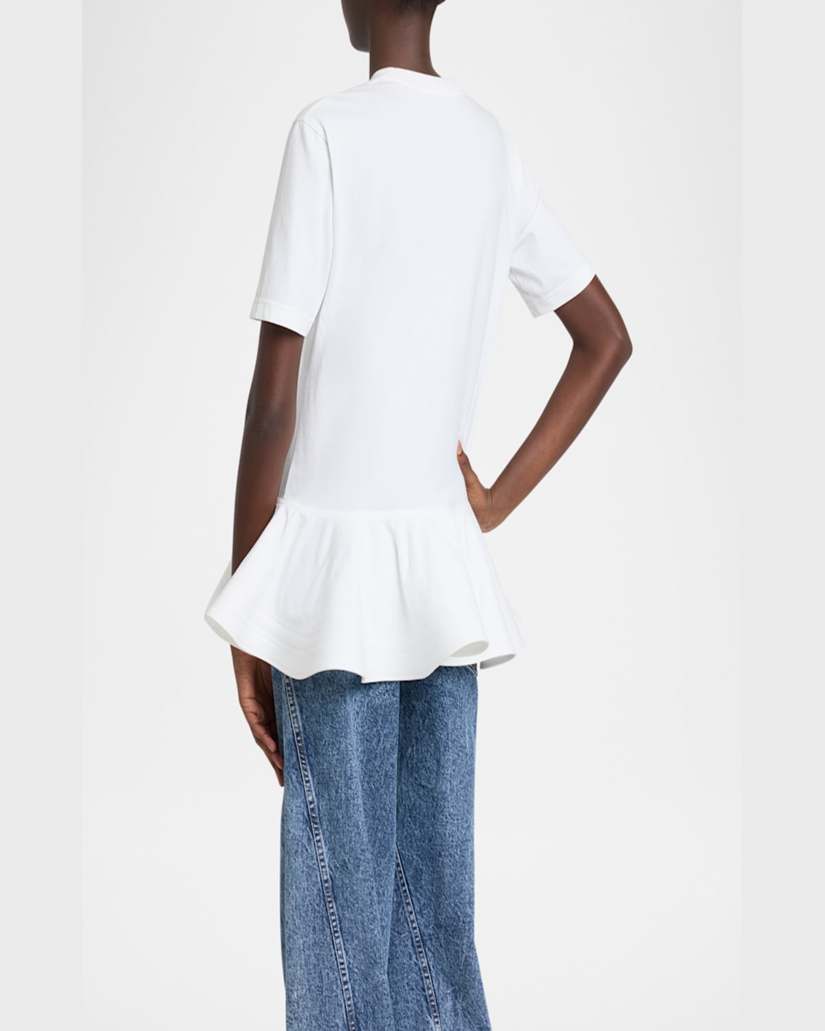 Shop Alaïa Short-sleeve Peplum T-shirt In Blanc