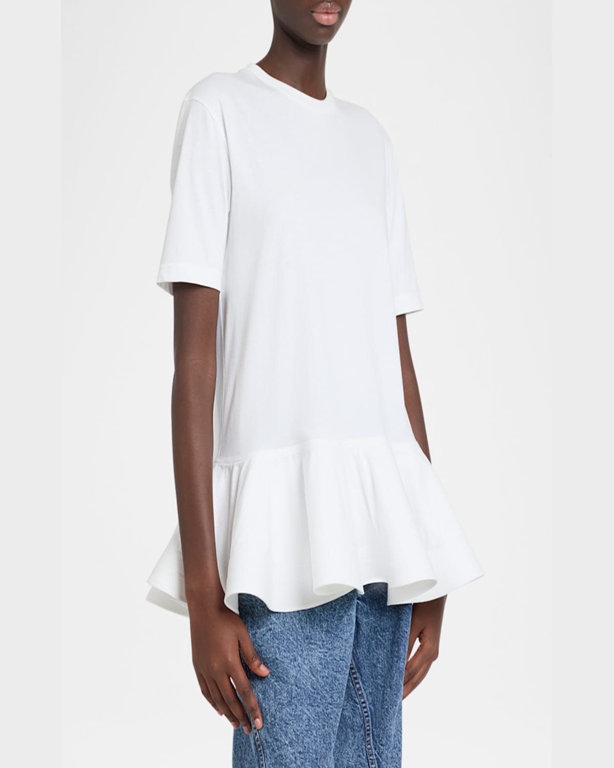 Shop Alaïa Short-sleeve Peplum T-shirt In Blanc
