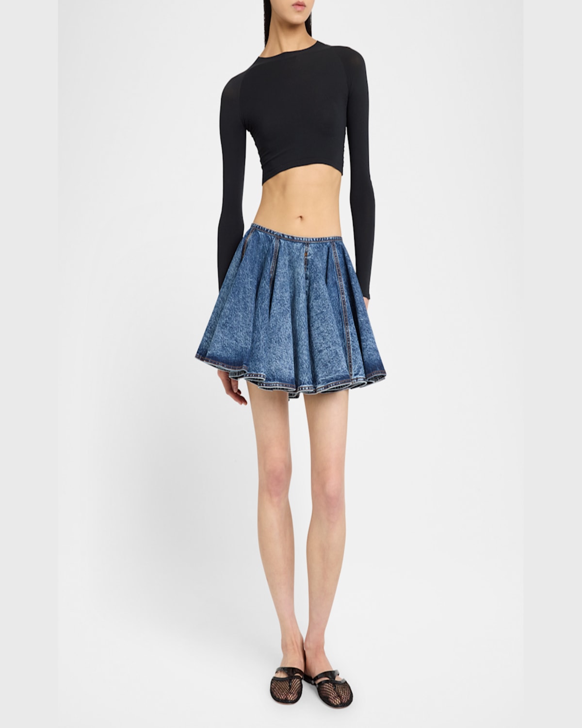 Alaïa Cropped Second-skin Top In Noir Alaia
