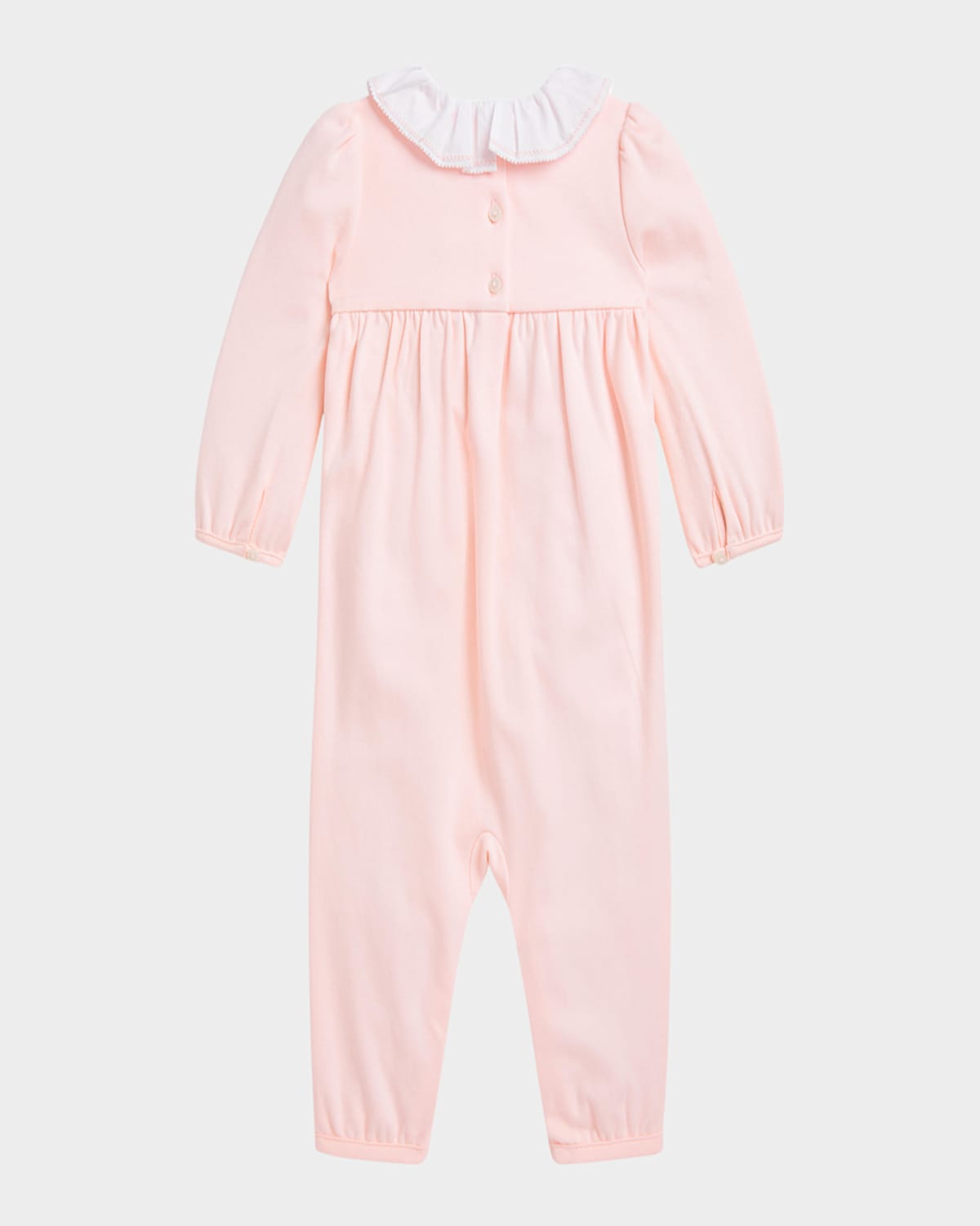 Ralph Lauren Girl's Smocked Embroidered Coverall In Love Pink