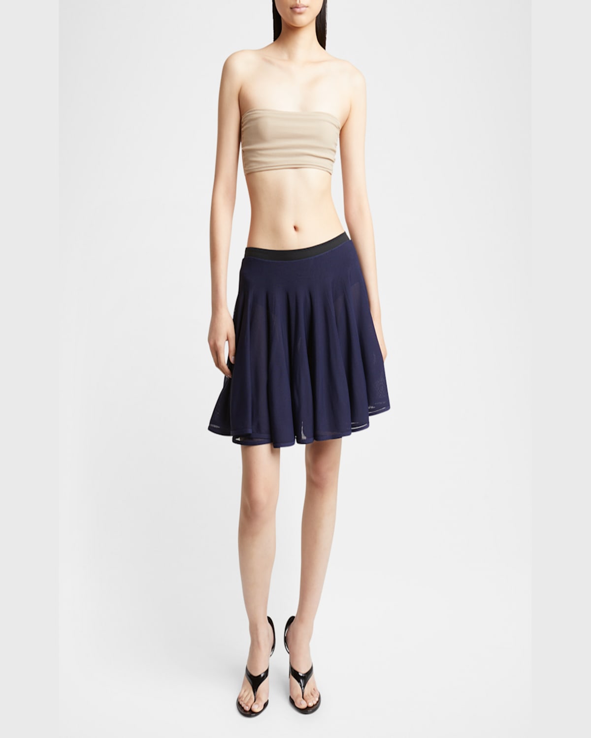Alaïa Flared Mini Skirt In Minuit