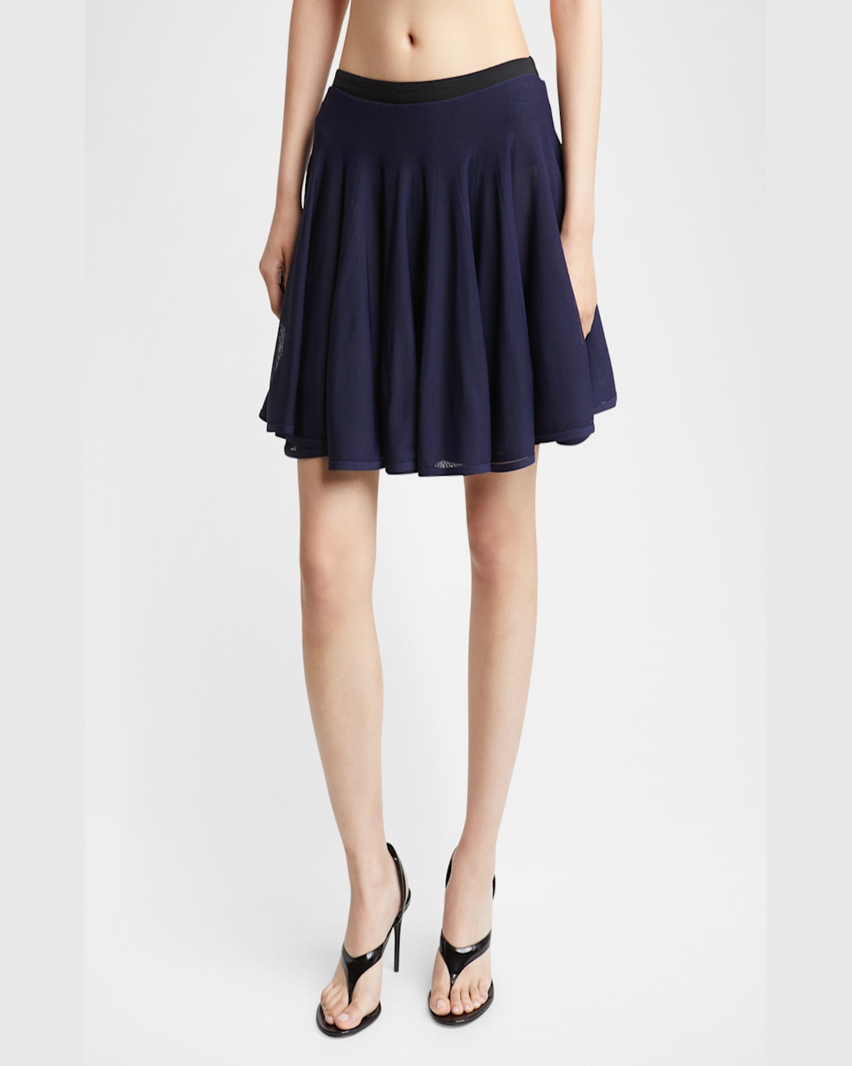 Alaïa Flared Mini Skirt In Minuit