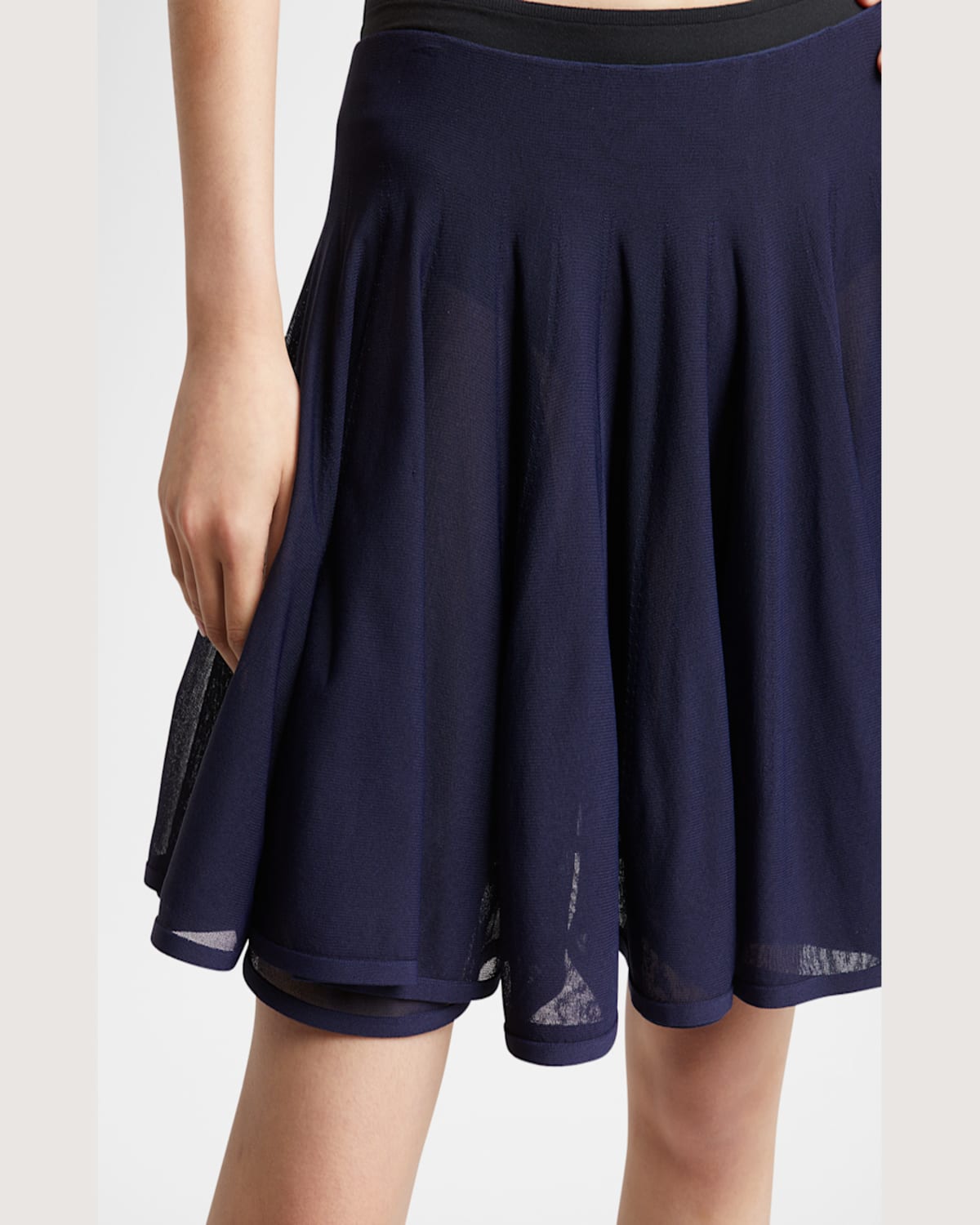 Alaïa Flared Mini Skirt In Minuit