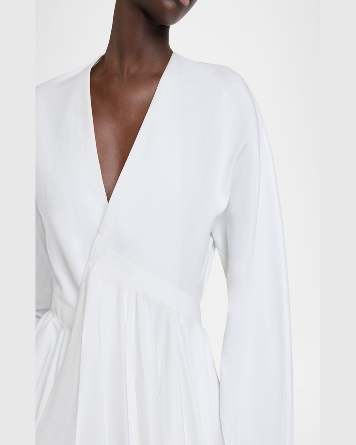 Shop Alaïa V-neck Asymmetric Mini Shirtdress In Blanc