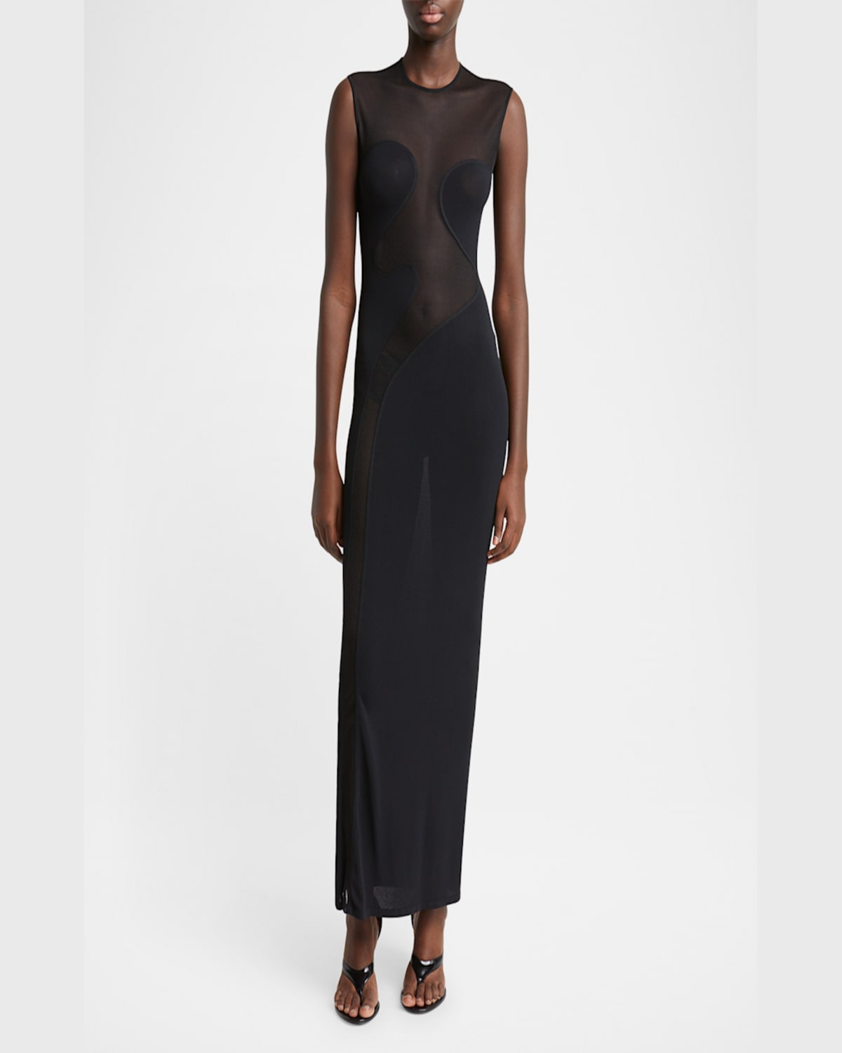 ALAÏA MESH MOLDED CUTOUT GOWN 