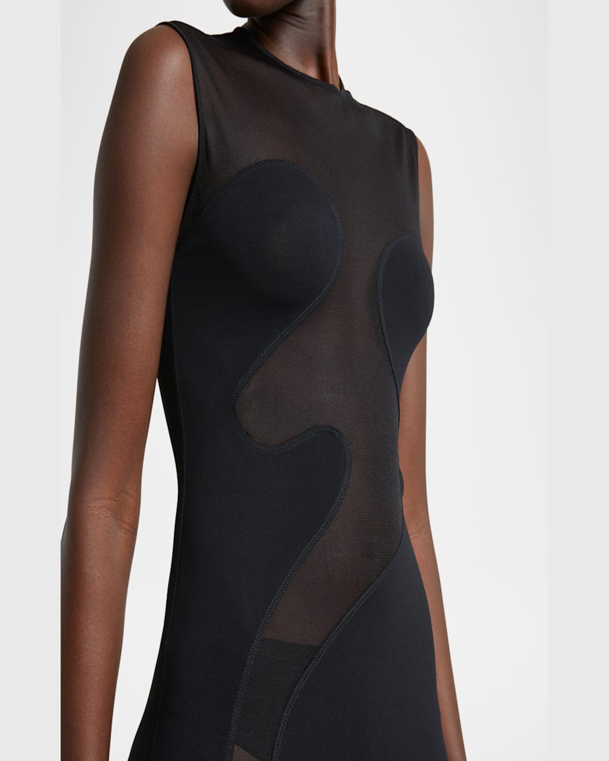 ALAÏA MESH MOLDED CUTOUT GOWN 