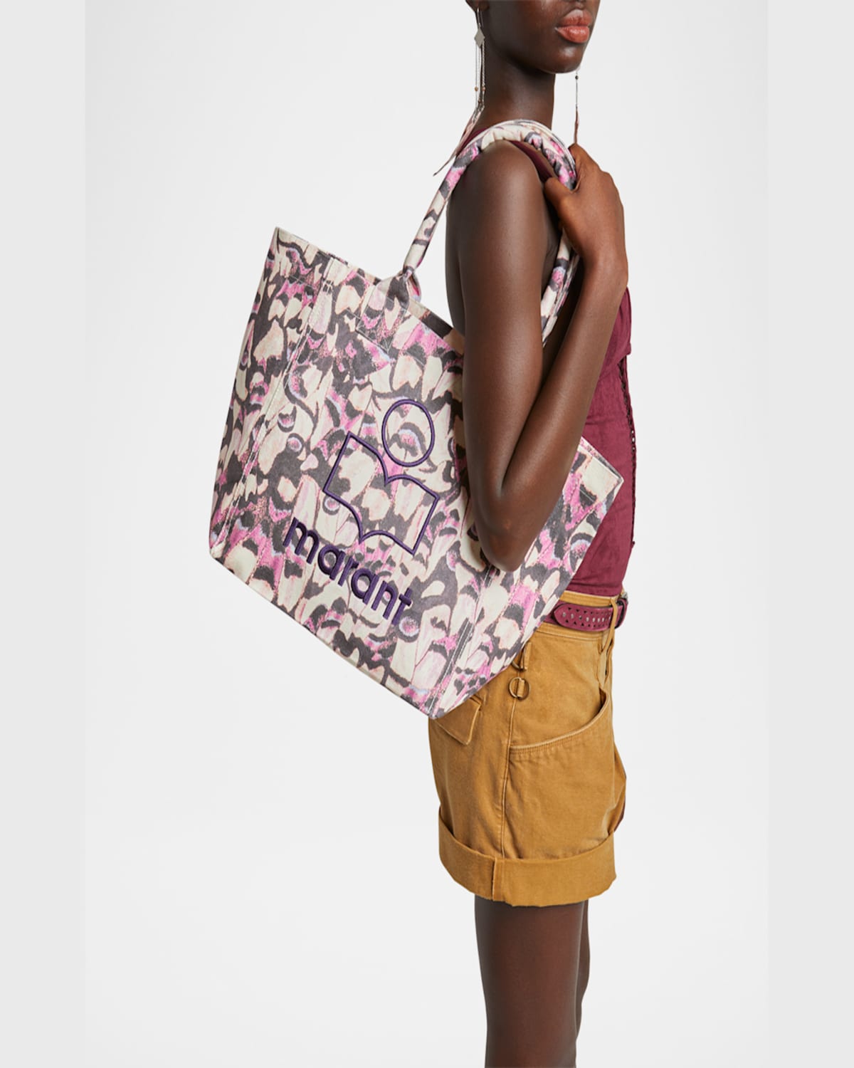 Isabel Marant Yenky Small Butterfly-print Canvas Tote Bag In 40pk Pink