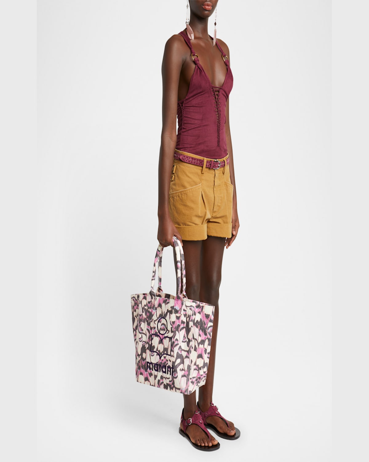 Isabel Marant Yenky Small Butterfly-print Canvas Tote Bag In 40pk Pink