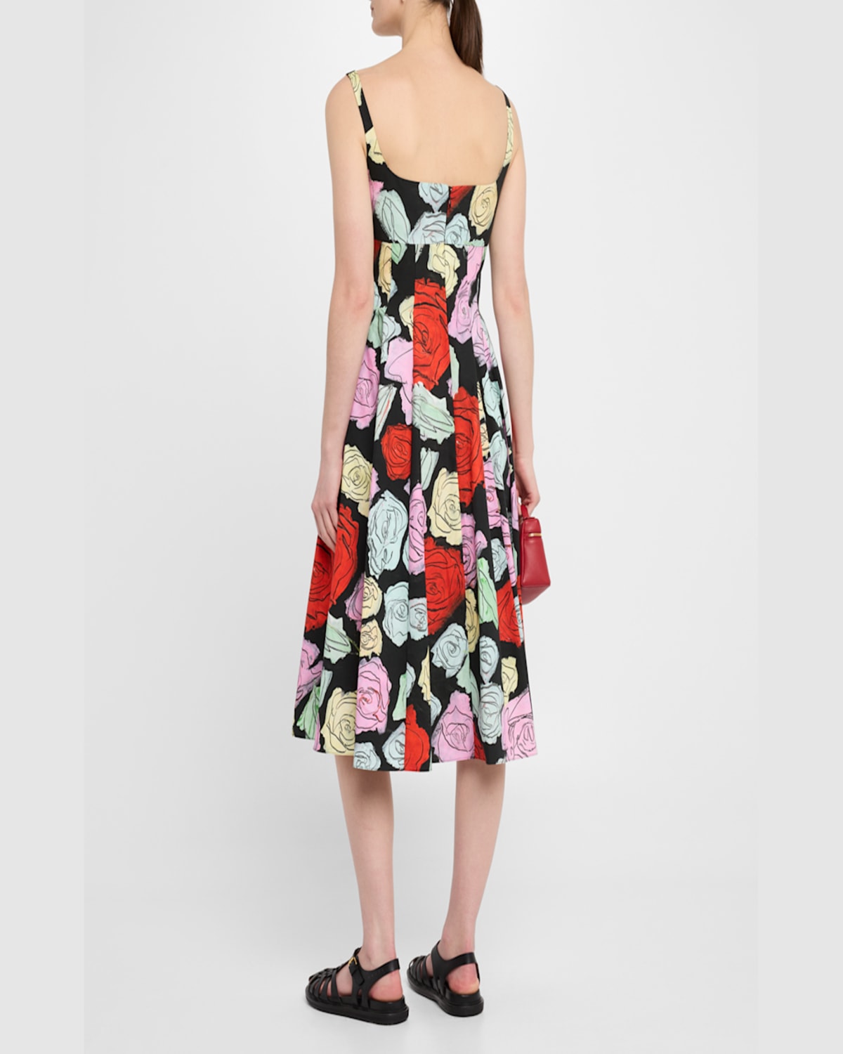 Marni Multicolor Dress With Flared Skirt And All-over Floral Motif