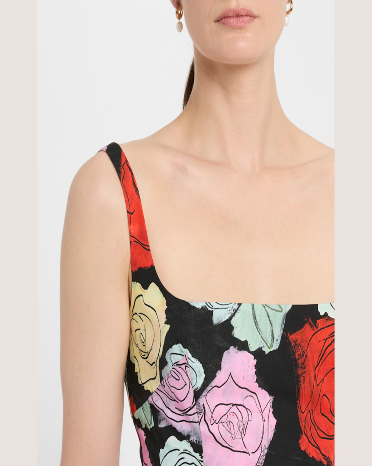 Marni Multicolor Dress With Flared Skirt And All-over Floral Motif
