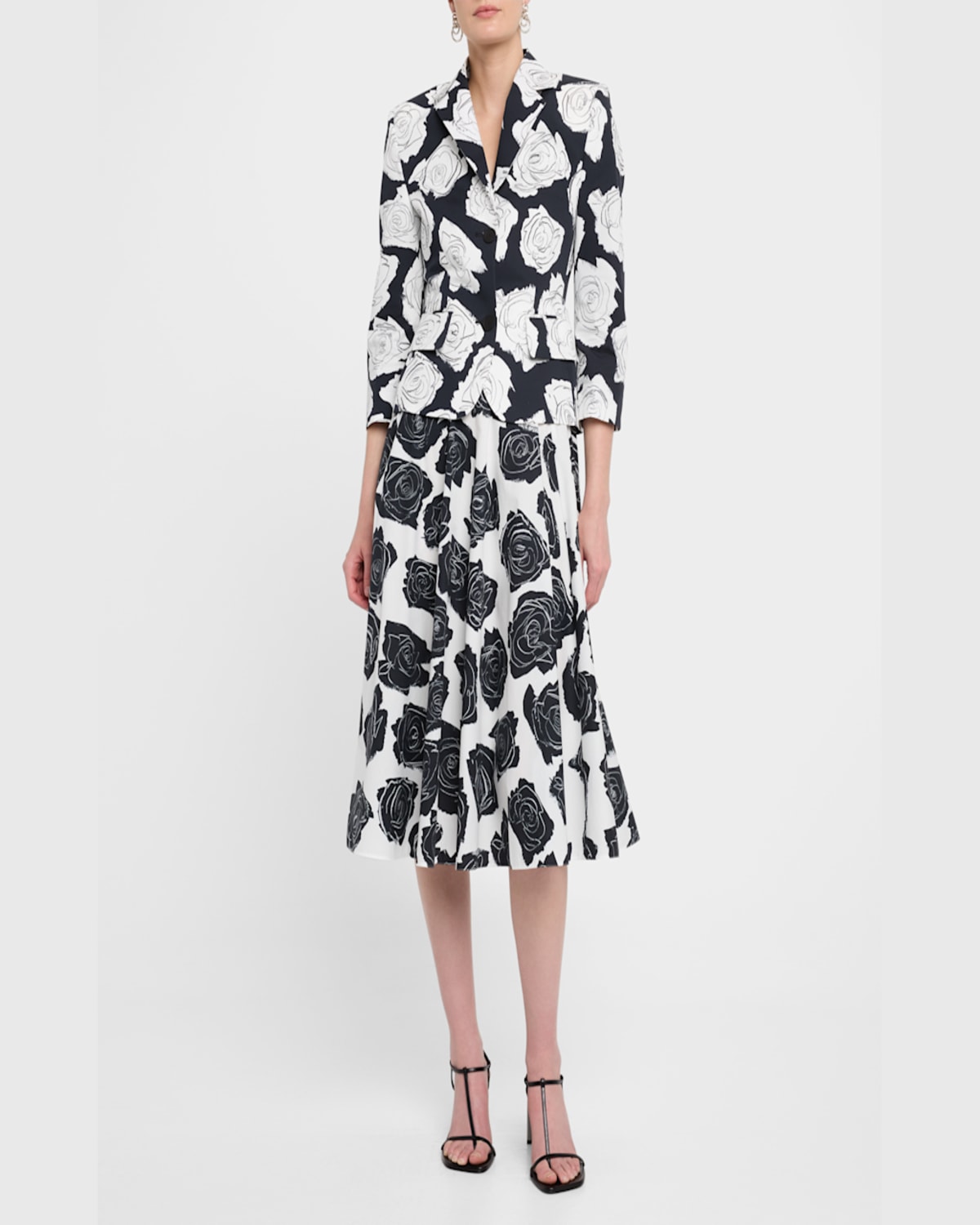 Marni Rose-printed Flare Midi Skirt In Multi