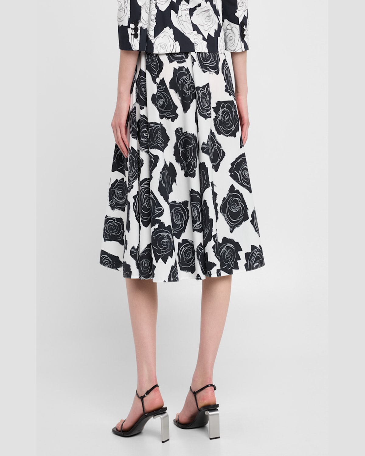 Marni Rose-printed Flare Midi Skirt In Multi