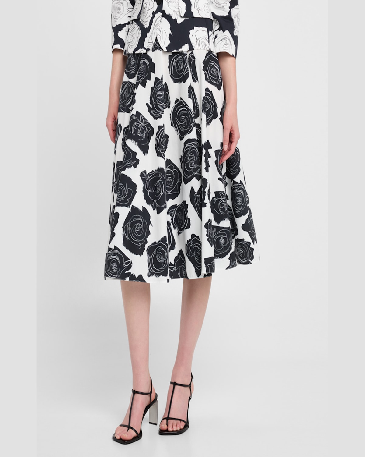 Marni Rose-printed Flare Midi Skirt In Multi