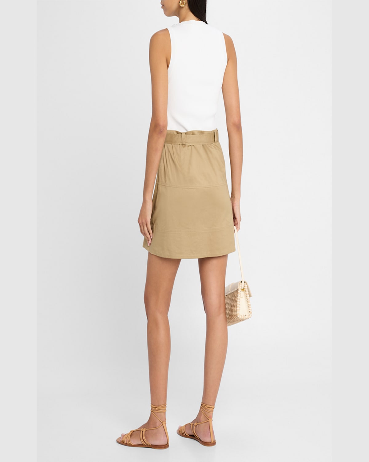 Tanya Taylor Vanessa Sleeveless Combo Dress In Whitelight Khaki