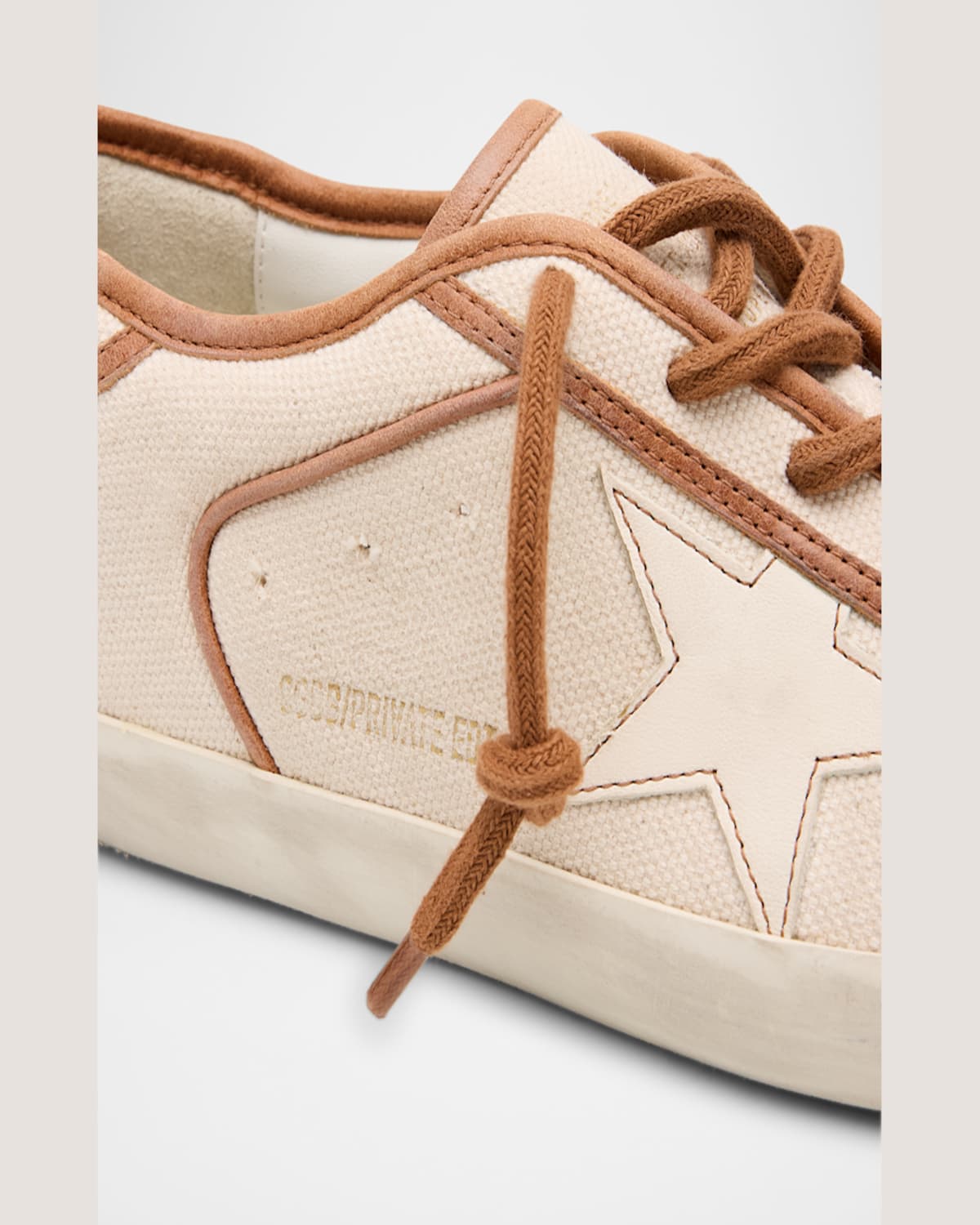 Golden Goose Superstar Canvas Low-top Sneakers In Cream Cognac