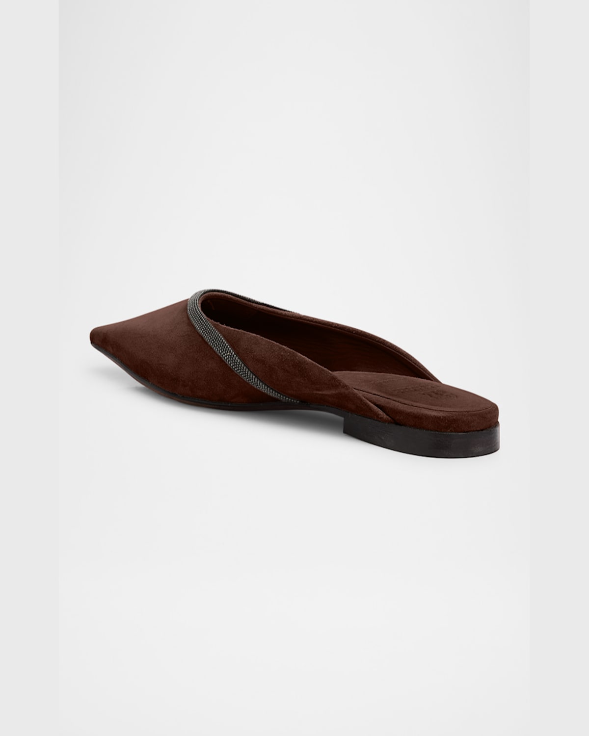 Brunello Cucinelli Suede Monili Ballerina Mules