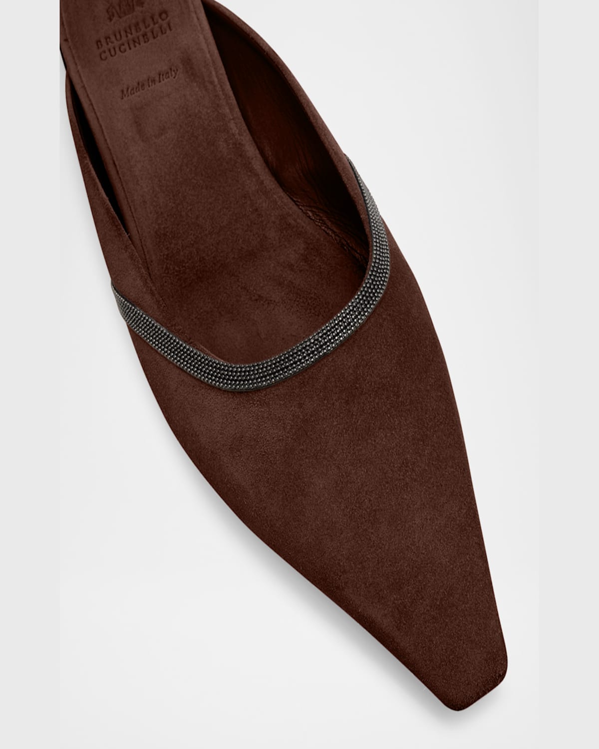 Brunello Cucinelli Suede Monili Ballerina Mules