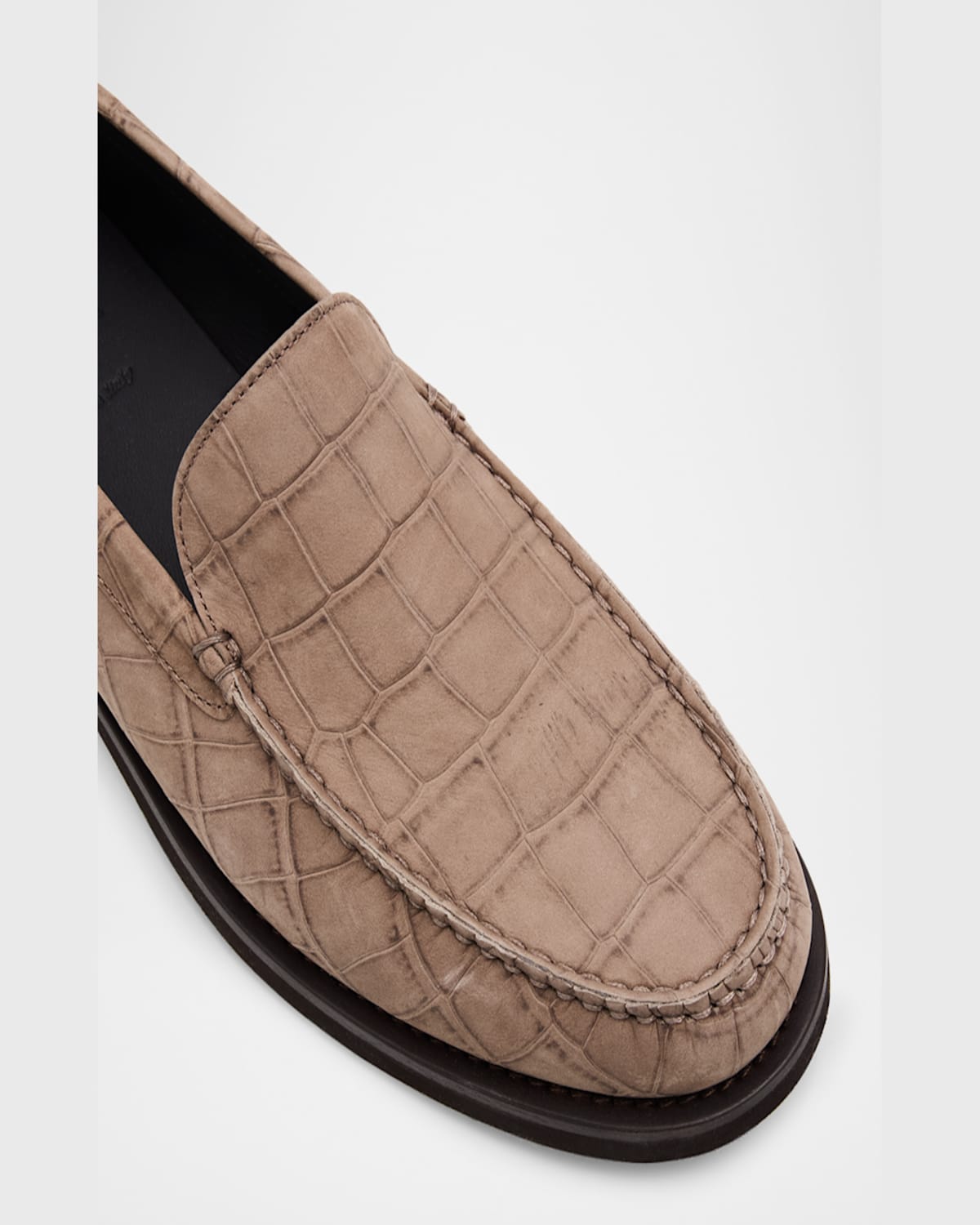 Brunello Cucinelli Croco Suede Monili Easy Loafers