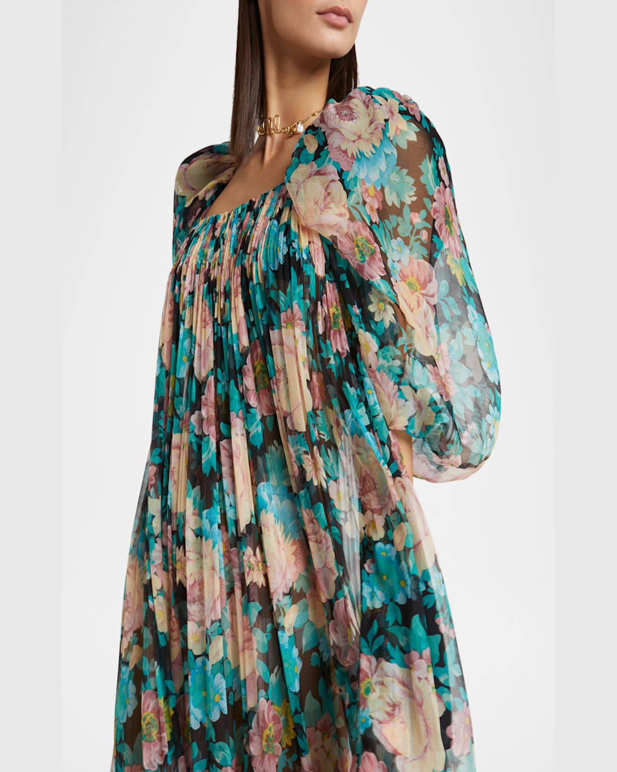 Chloé Chloe Floral-printed Silk-georgette Maxi Dress In Cloudy Turqoise