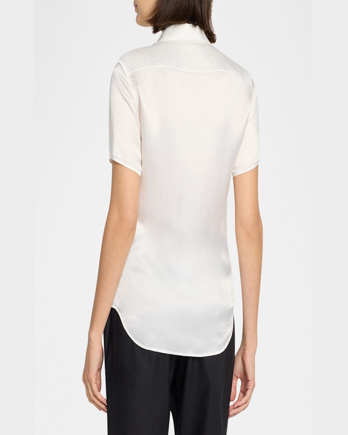 The Row Jiselle Oversized Short-sleeve Linen Top In Black