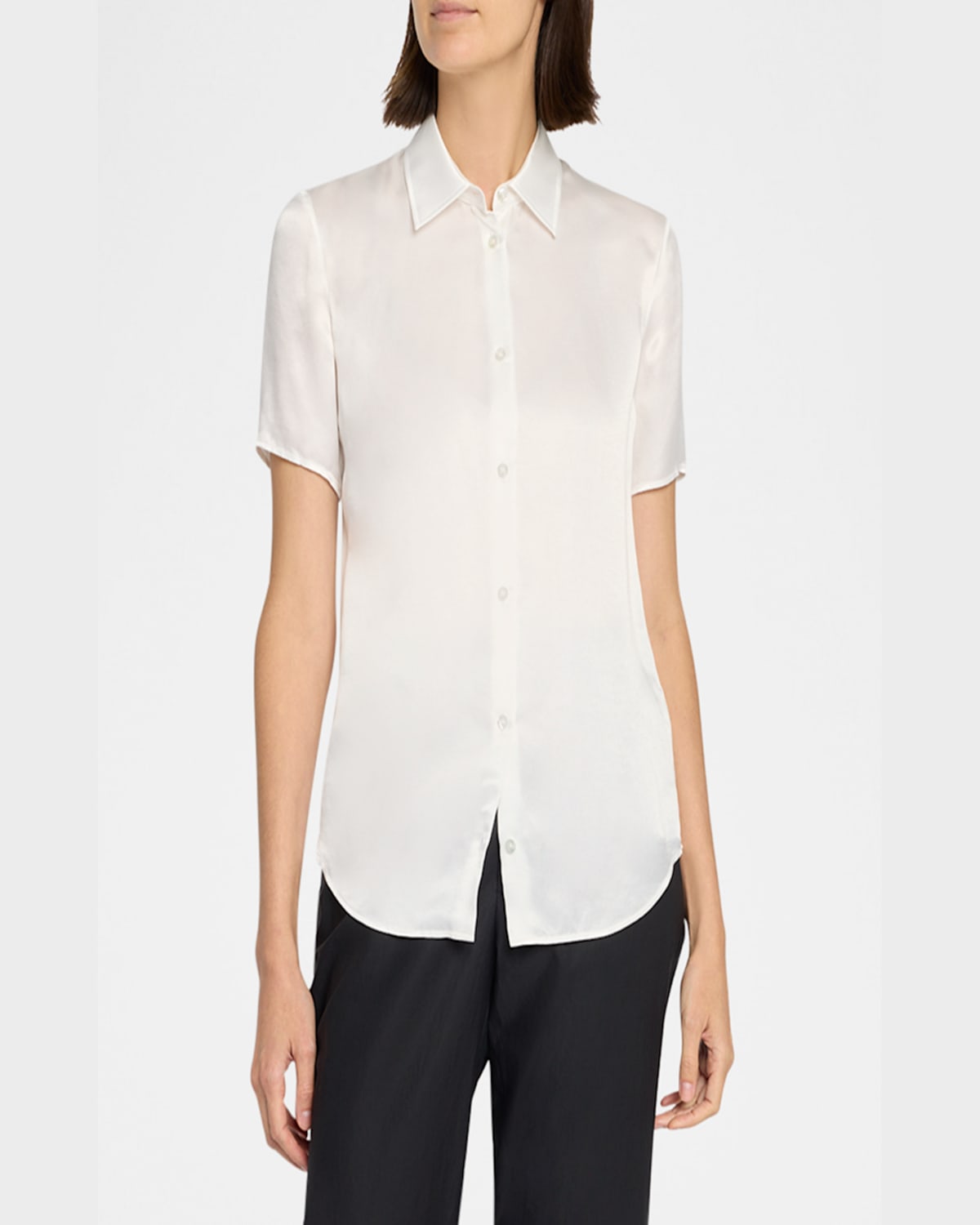 The Row Jiselle Oversized Short-sleeve Linen Top In Black