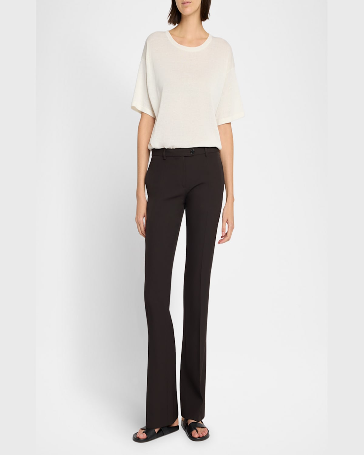 THE ROW JISELLE OVERSIZED SHORT-SLEEVE LINEN TOP 